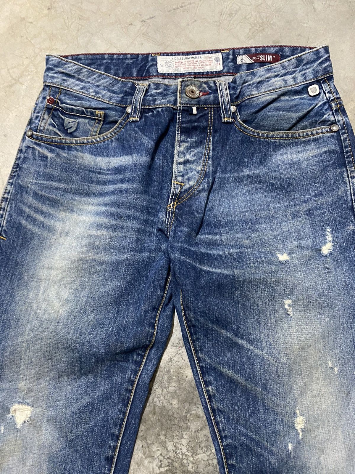 Hysteric Glamour × Nicole Club × Tornado Mart Japanese Nicole Distressed Slim Straight Denim p137 Size US 31 - 7 Thumbnail