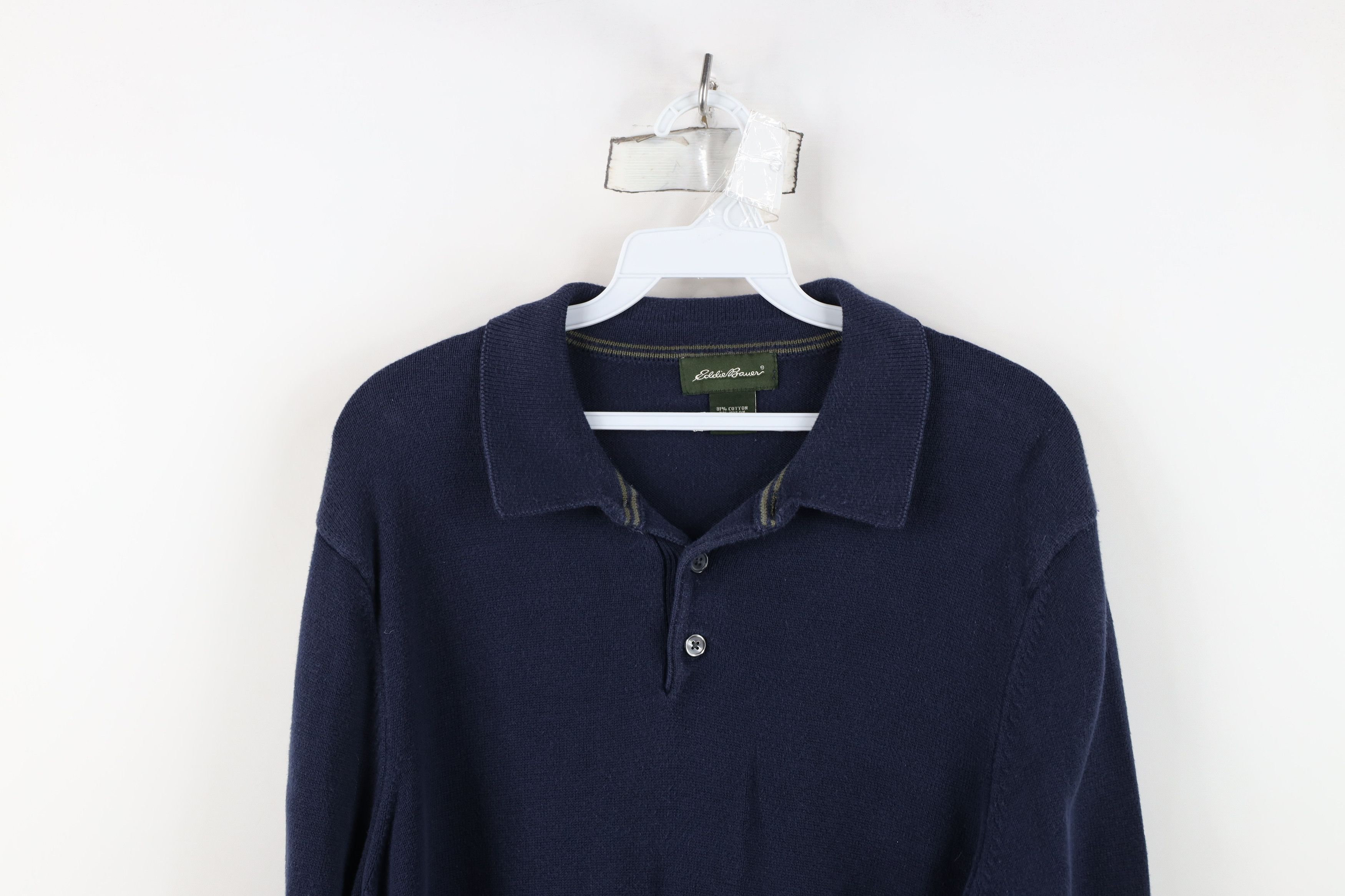 Eddie Bauer Vintage Eddie Bauer Blank Cotton Knit Collared Sweater Blue Size US M / EU 48-50 / 2 - 2 Thumbnail