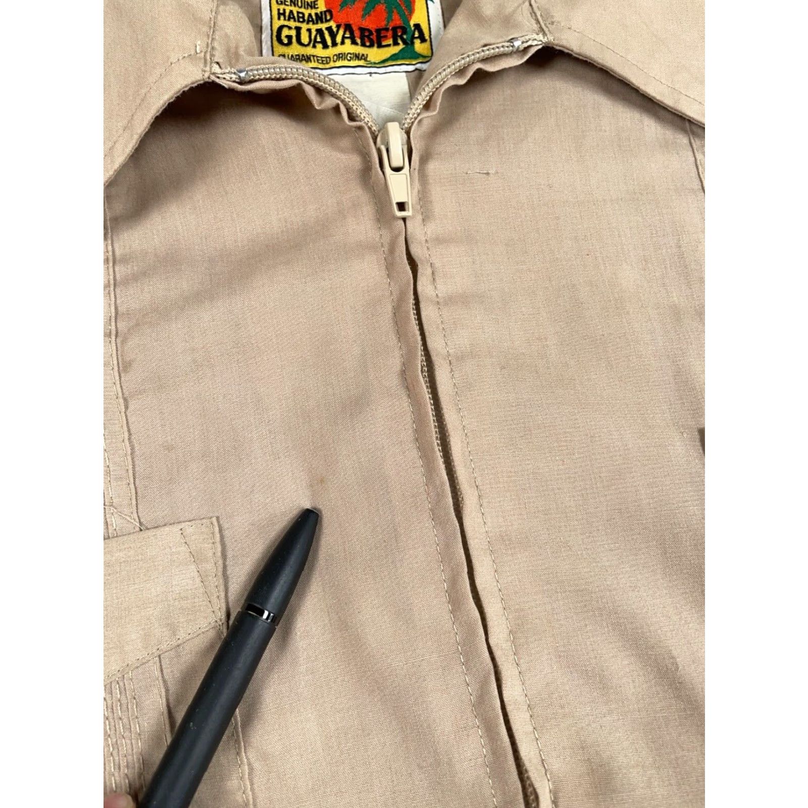 Haband VINTAGE Haband Guayabera Pleated Pocket Zip Up Shirt Adult XL Beige Cotton Blend Cuban Mafia Size US XL / EU 56 / 4 - 4 Thumbnail