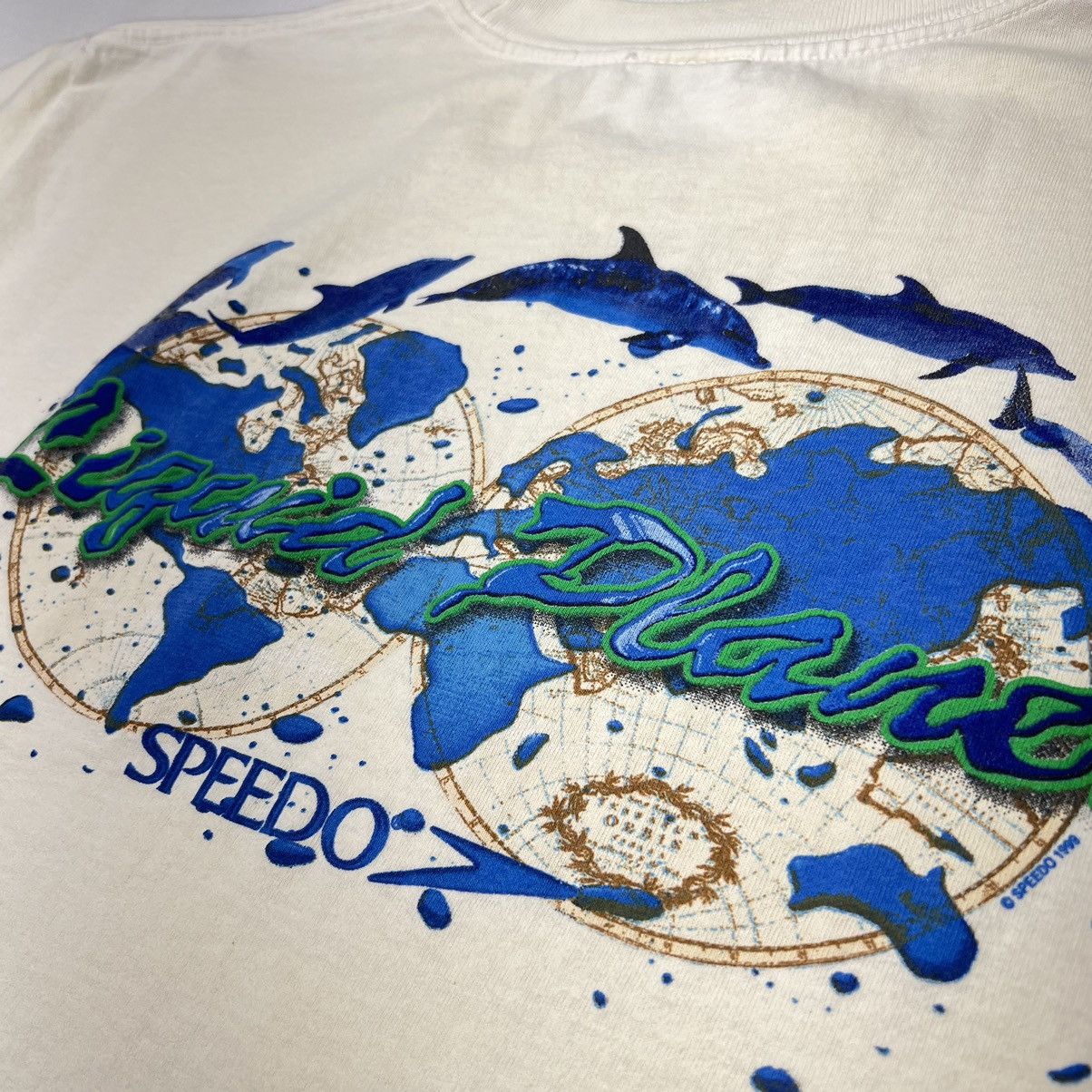 Speedo × Vintage Speedo Tee Shirt White Liquid Planet Graphic Swim Water 90s Size US L / EU 52-54 / 3 - 16 Thumbnail