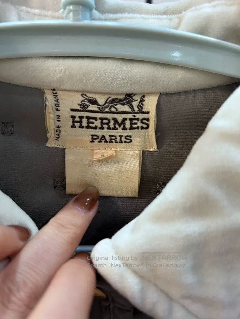 Hermes Hermes Quilted Jacket, Elephant Gray, White Velvet Collar Size XS / US 0-2 / IT 36-38 - 5 Thumbnail