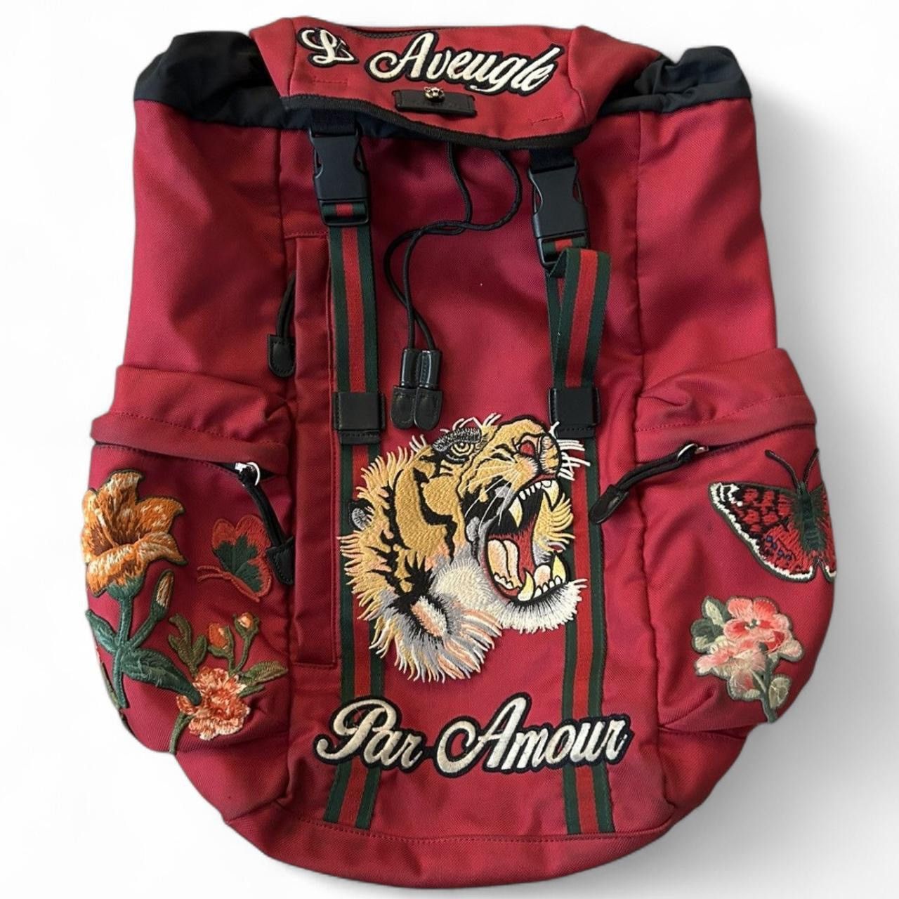Gucci L’Aveugle Par Amour Techno Embroidered Backpack Small Gucci Techno Canvas Web L main image 3