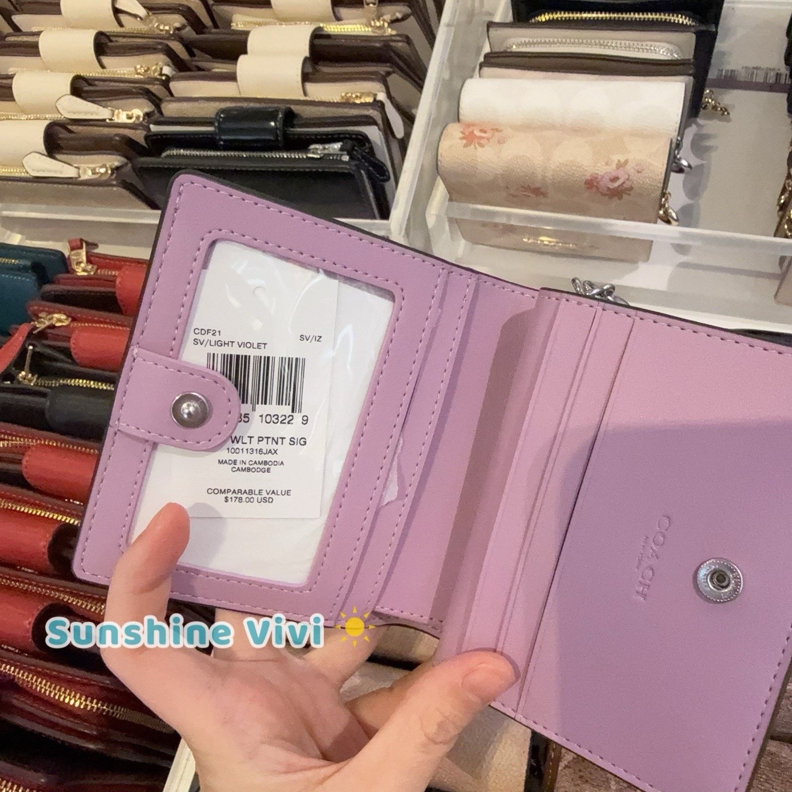 Coach NWT COACH Snap Wallet Leather Heart Charm CDF21 light Violet Size ONE SIZE - 6 Thumbnail