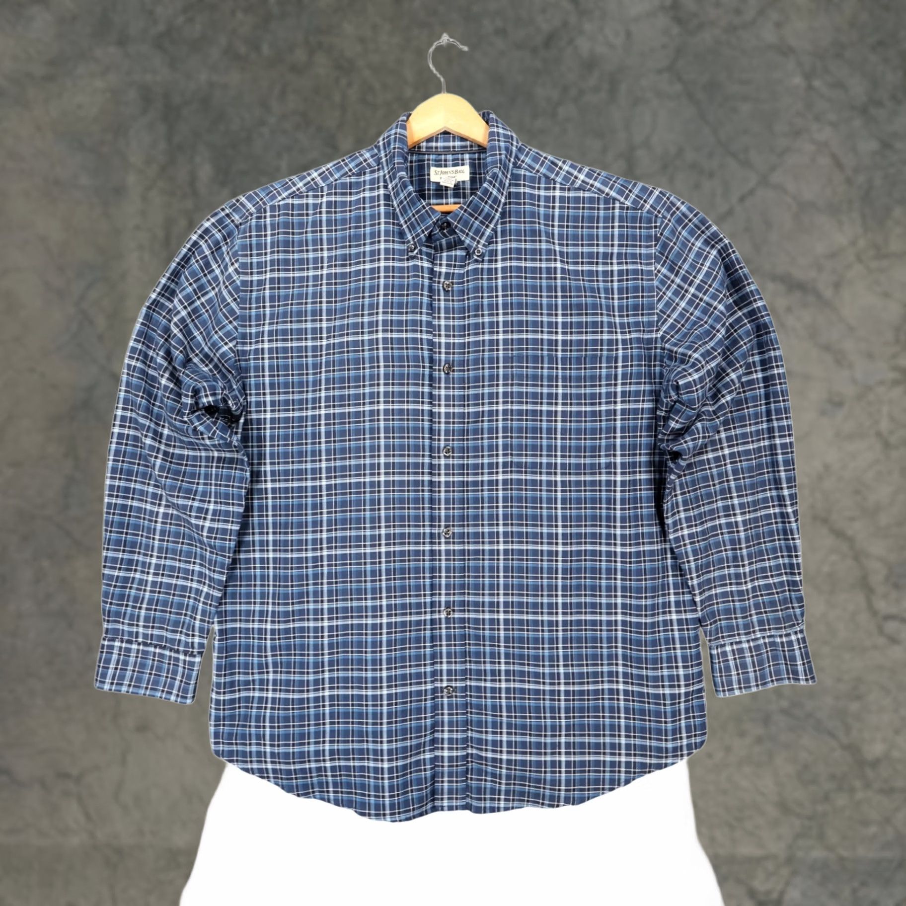 Vintage St. John's Bay Shirt Mens XL Blue Plaid Long Sleeve Button Up Iron Free Size US XL / EU 56 / 4 - 1 Thumbnail