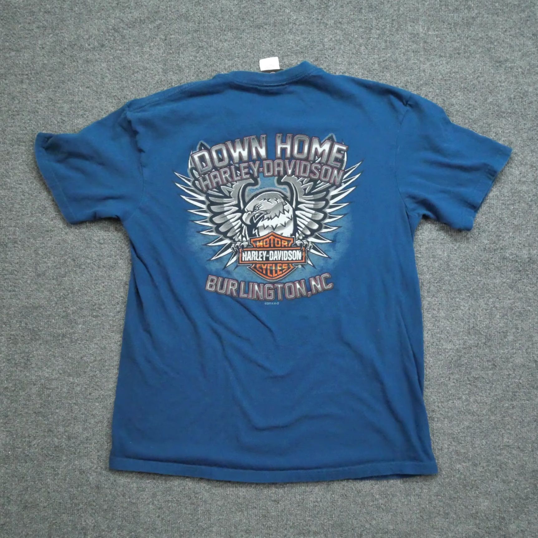 Harley Davidson Harley-Davidson T Shirt Adult Large Blue Burlington NC Motorcycle Eagle Logo Shirt Mens Short Sleeve Crew Neck Cotton Logo Size US L / EU 52-54 / 3 - 2 Thumbnail