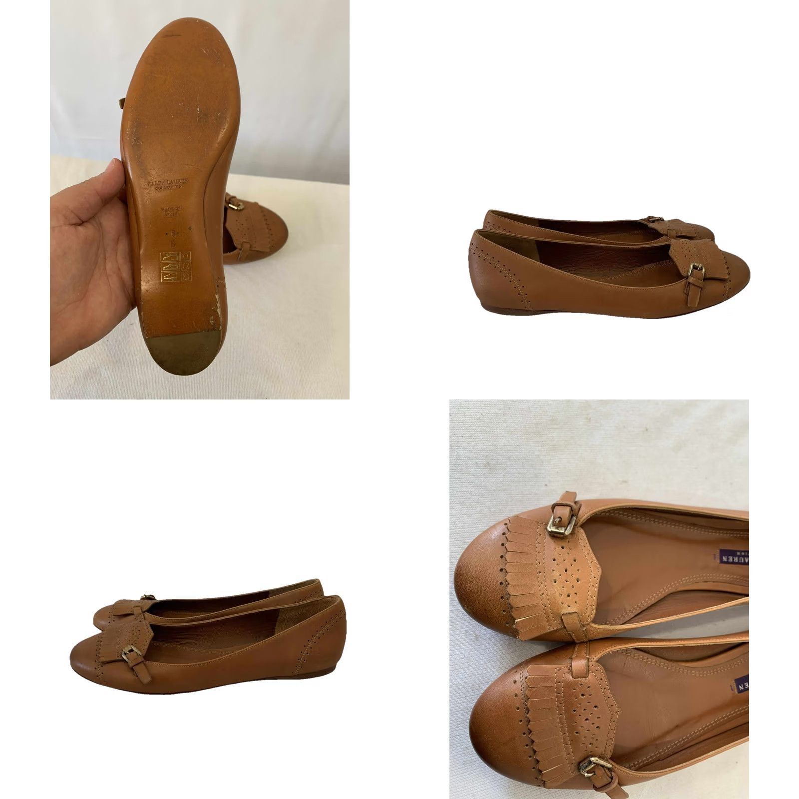 Ralph Lauren Ralph Lauren Collection Women’s Leather Flats Loafers Fringe Buckle Brown 8 Womens Leather Flats Loafers Fringe Buckle Leather Brown Jessica Size US 8 / IT 38 - 8 Thumbnail