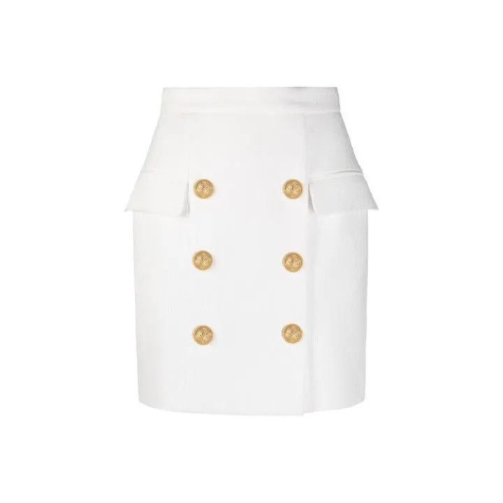 Balmain Balmain SS21 High Waist Button Detailed Skirt 0079 Size US 36 / EU 52 - 1 Thumbnail