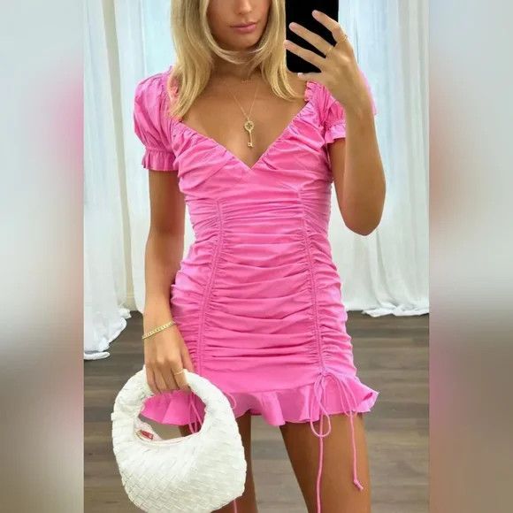 Vacation Sky to Moon Rose Hill Cinched Ruffle Dress Spring Summer Size S / US 4 / IT 40 - 1 Thumbnail