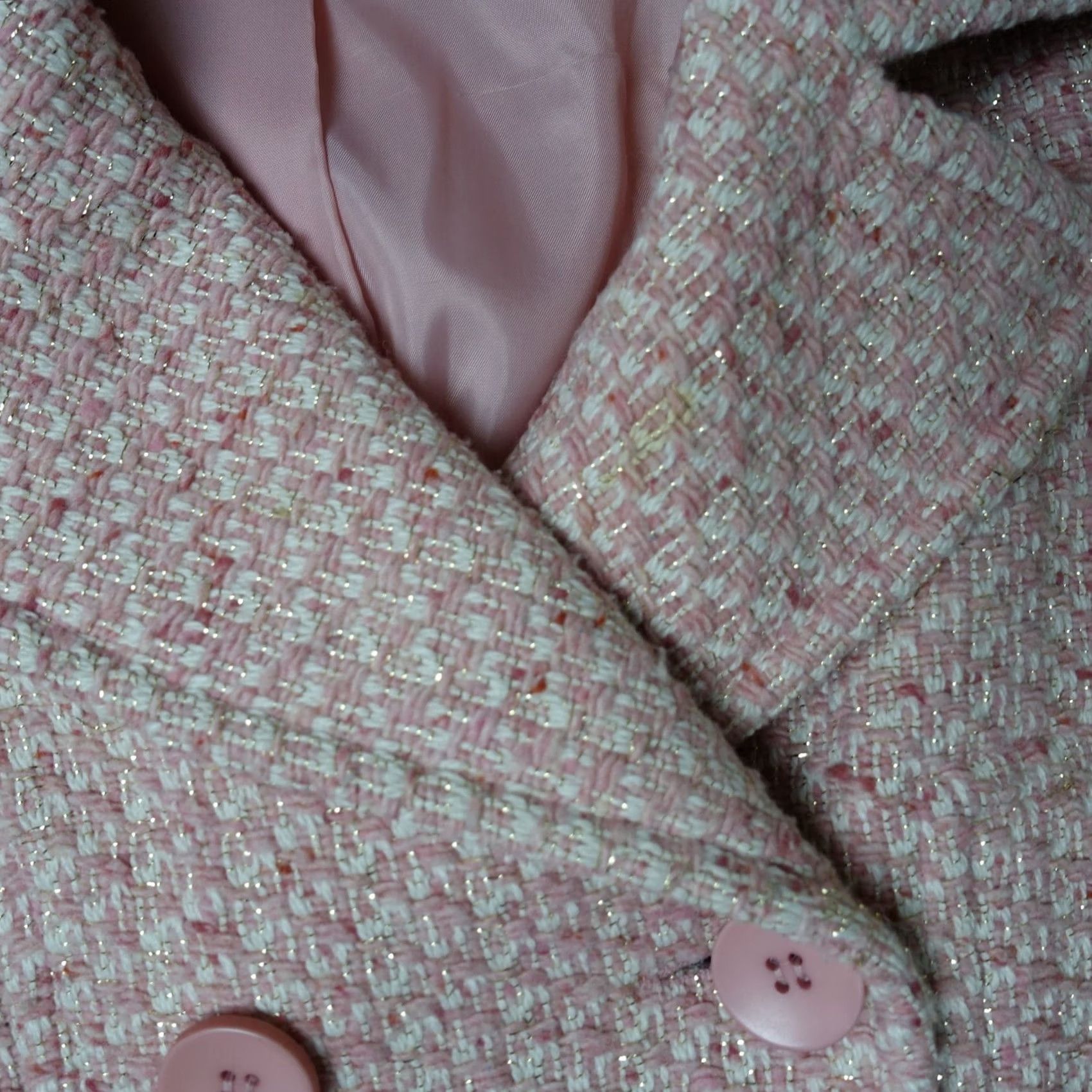 Vintage VINTAGE Moda International Coat Women's Small Pink Double Breasted Tweed Wool Pea Size S / US 4 / IT 40 - 5 Thumbnail