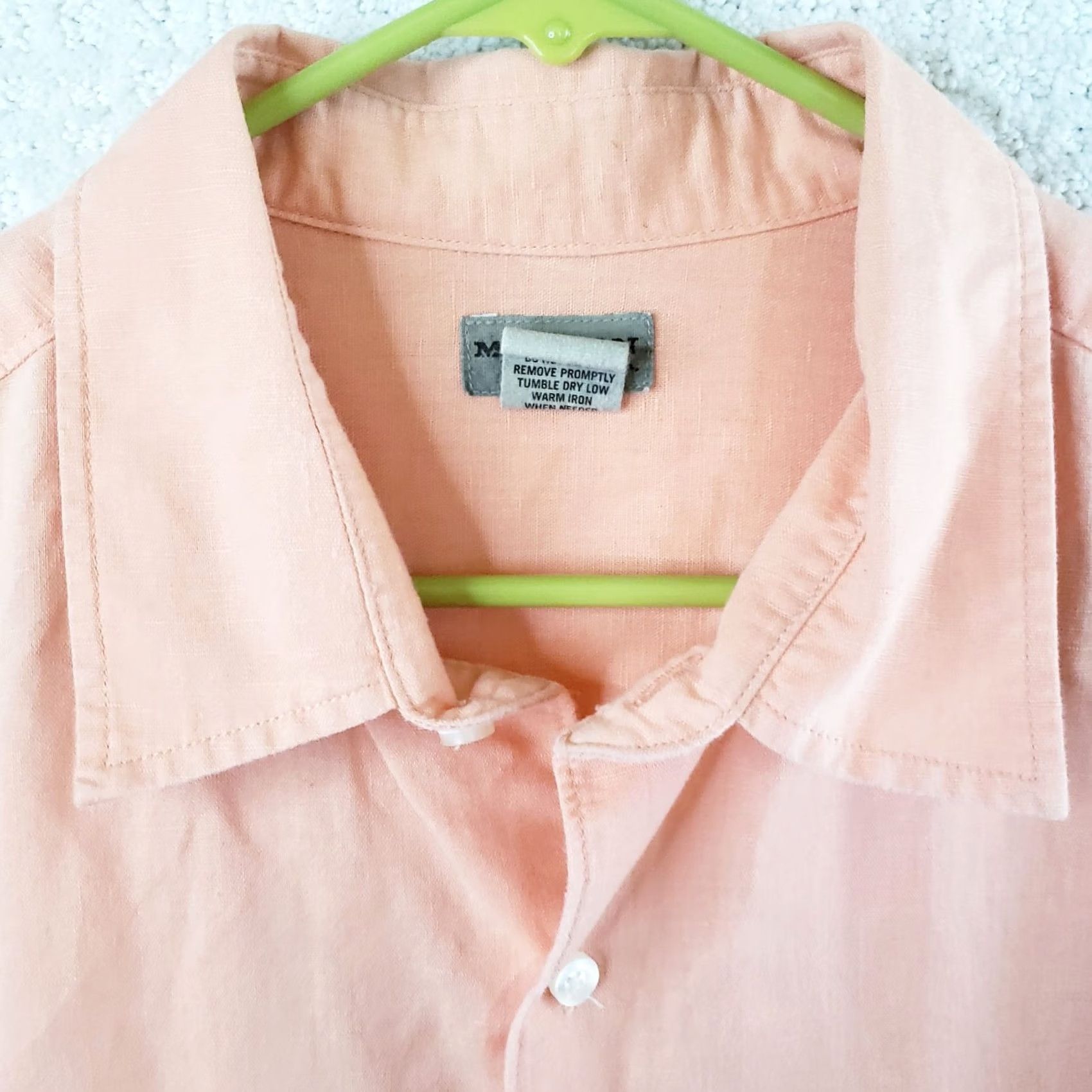 Madison Madison Clothing Co. Mens Shirt XL Coral Short Sleeve Button Down Linen Cotton Casual Size US XL / EU 56 / 4 - 5 Thumbnail