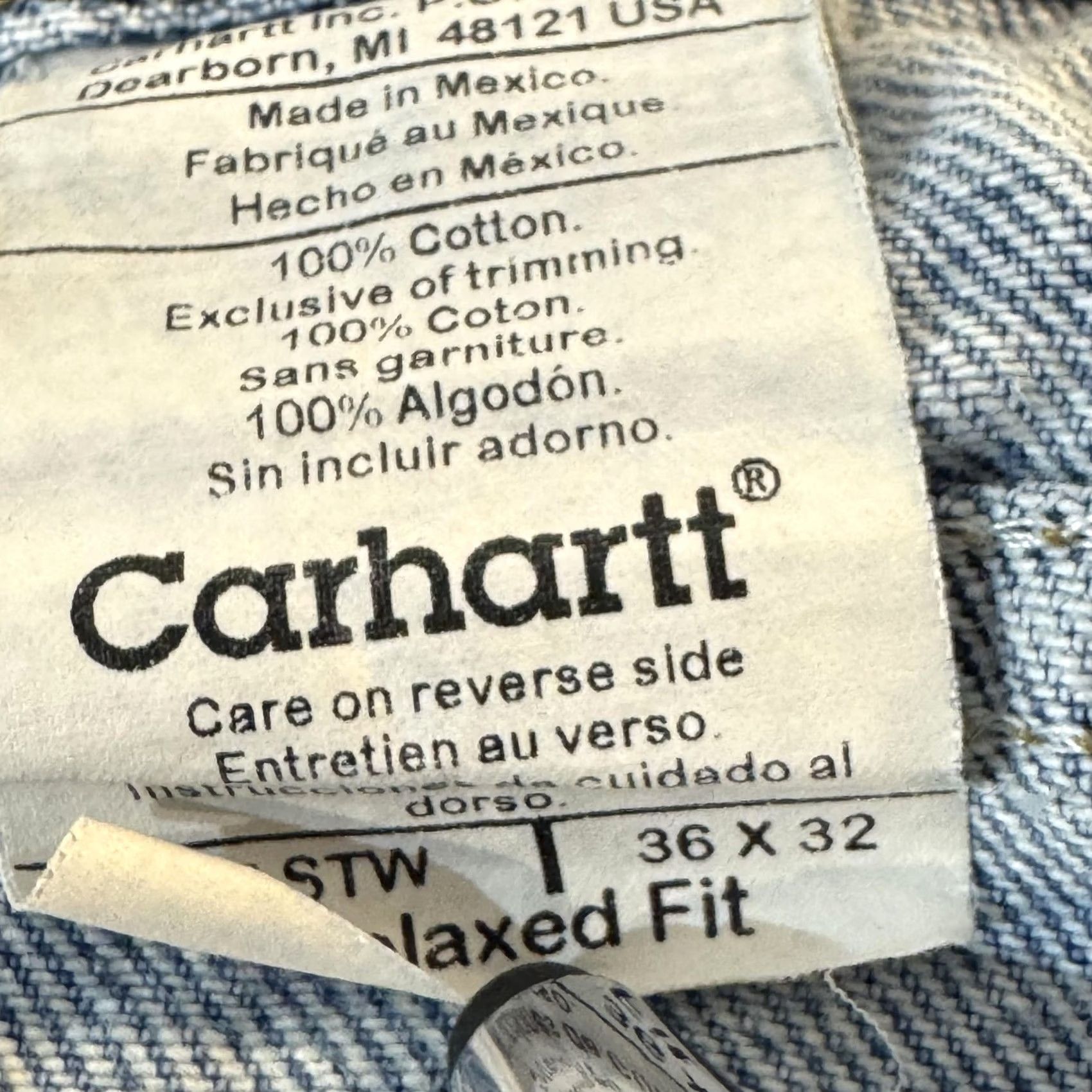 Carhartt VINTAGE Carhartt Jeans Mens 34x28 Blue Denim Relaxed Fit 100 Cotton Workwear Size US 34 / EU 50 - 6 Thumbnail
