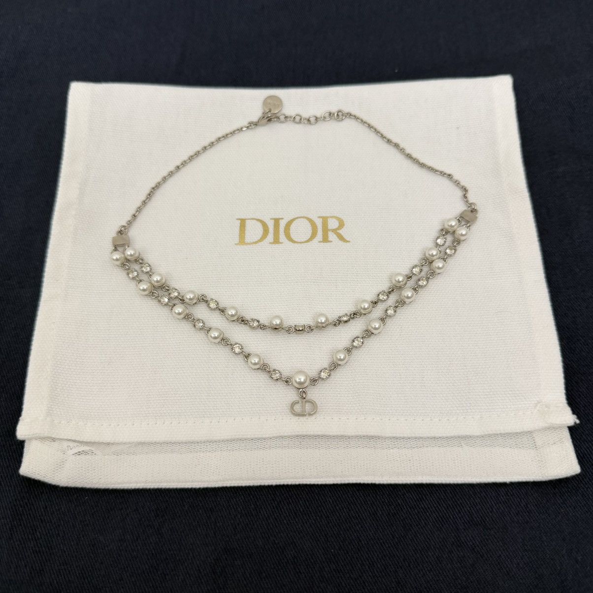 Dior Dior Petit CD Treasure Necklace Silver Pearls Crystals Size ONE SIZE - 4 Thumbnail