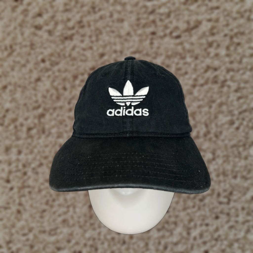 Adidas adidas Hat Cap Strap Back Adult One Size Black Cotton Twill Trefoil Embroidered Size ONE SIZE - 1 Thumbnail