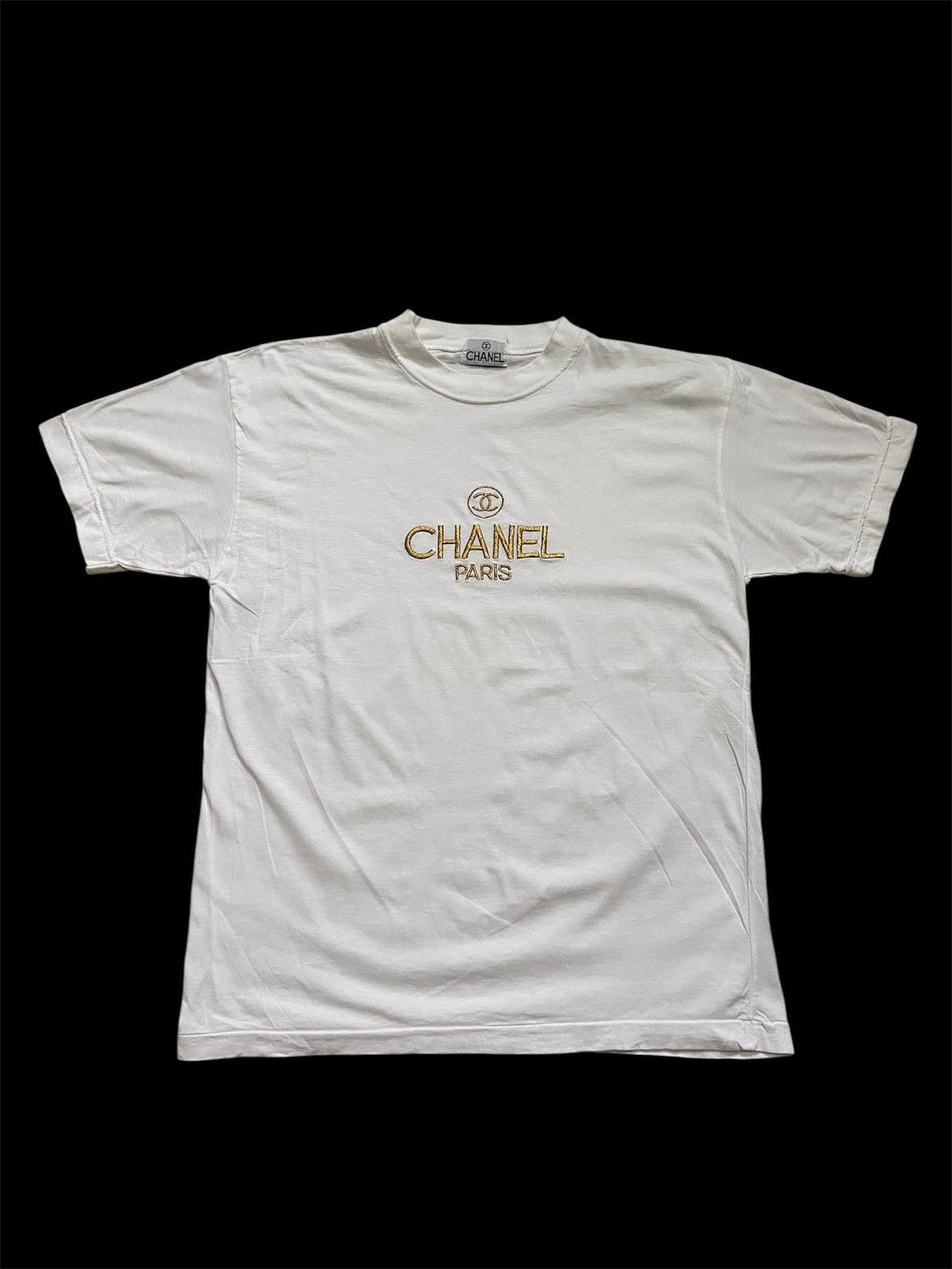 Band Tees × Vintage Vintage 90s Embroidered Big Logo Tee Chanel Paris Logo Size US M / EU 48-50 / 2 - 1 Thumbnail