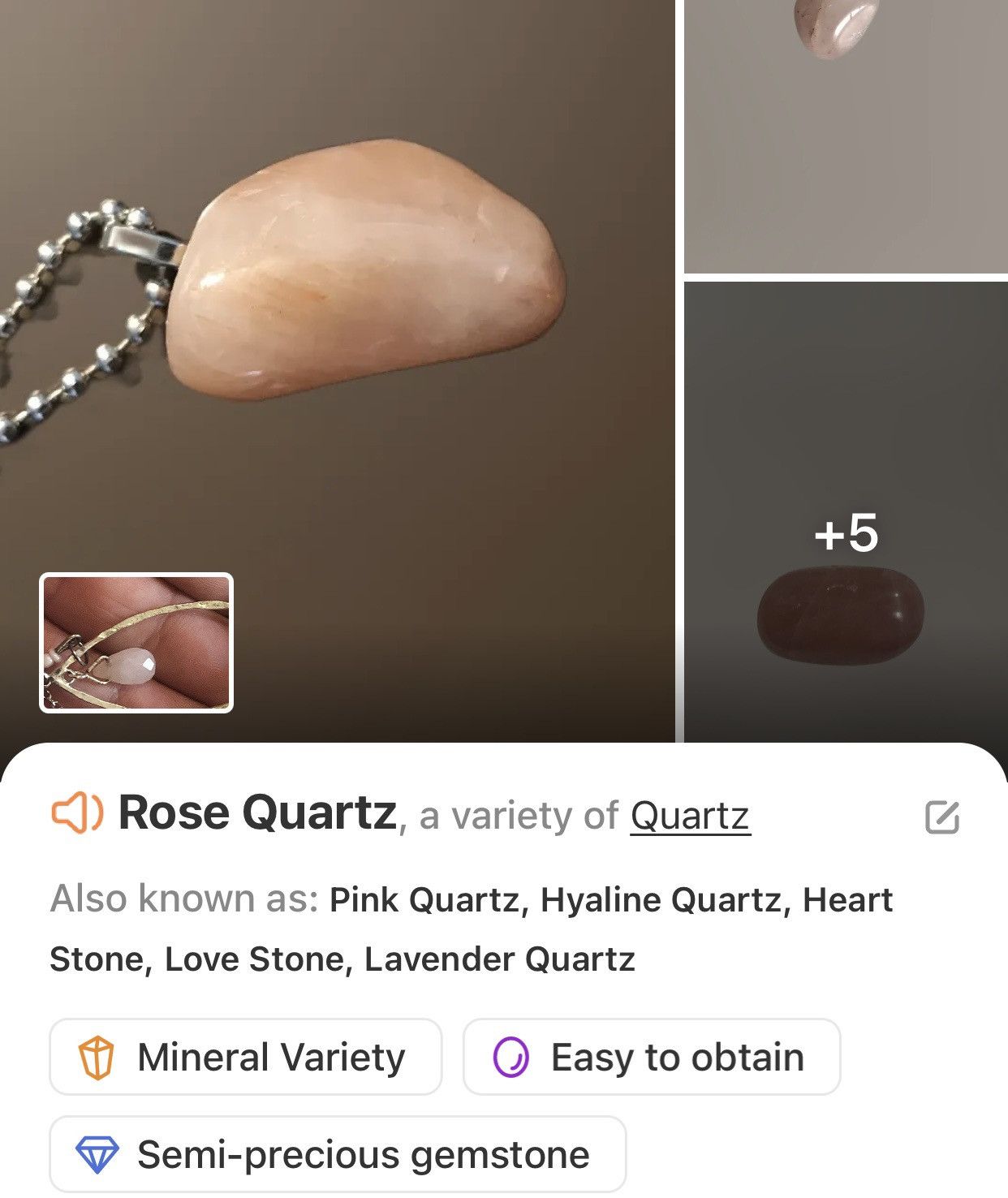 Handmade Handcrafted elegant rose quartz rhodonite pendant necklace Size ONE SIZE - 8 Thumbnail
