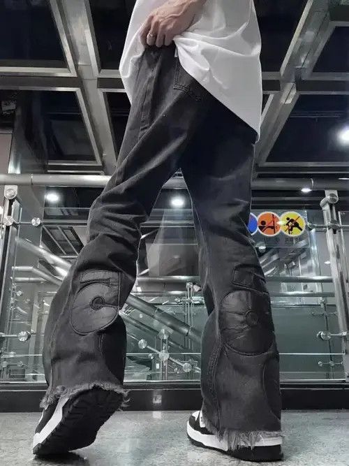 S4LEM Vintage black patch micro-flare jeans Size US 32 / EU 48 - 2 Thumbnail