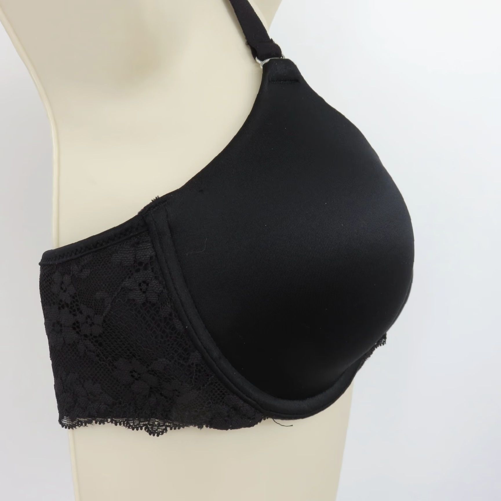 Vintage Maidenform Bra 36B 07112 One Fab Fit Extra Coverage Lace T Back Underwire Black Racerback T-Shirt Bra Women Womens Size ONE SIZE - 2 Thumbnail