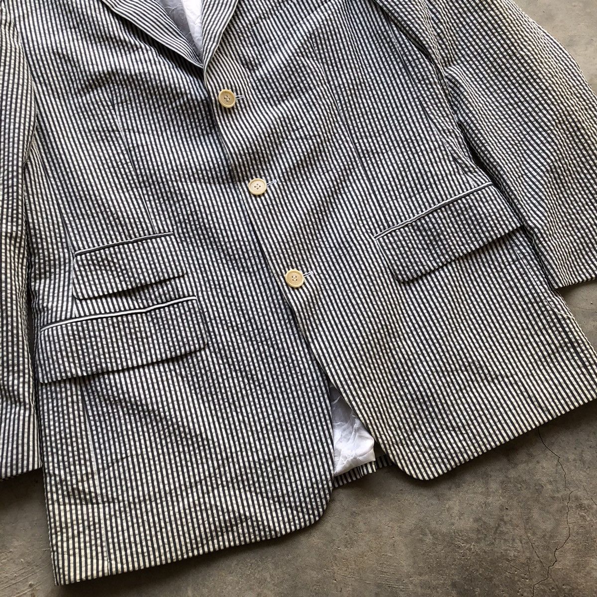 Gucci GUCCI Black White Stripe Blazer Coat Size 40R - 6 Thumbnail