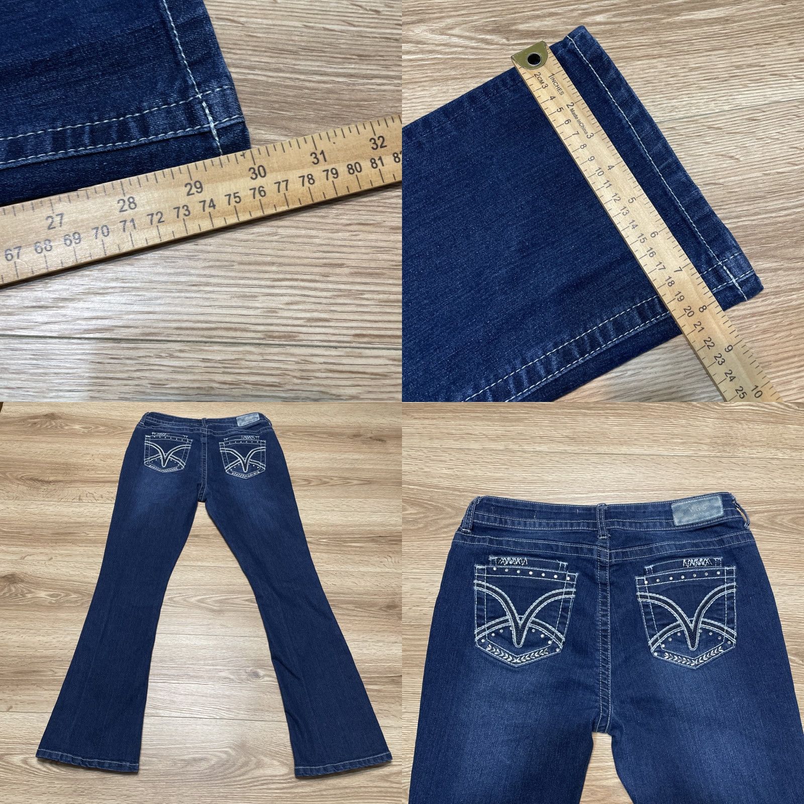 Denime VGS Women's Jeans Size 10 Slim Bootcut Denim Embroidered Mid Rise Stretch Blue Size 32" / US 10 / IT 46 - 8 Thumbnail