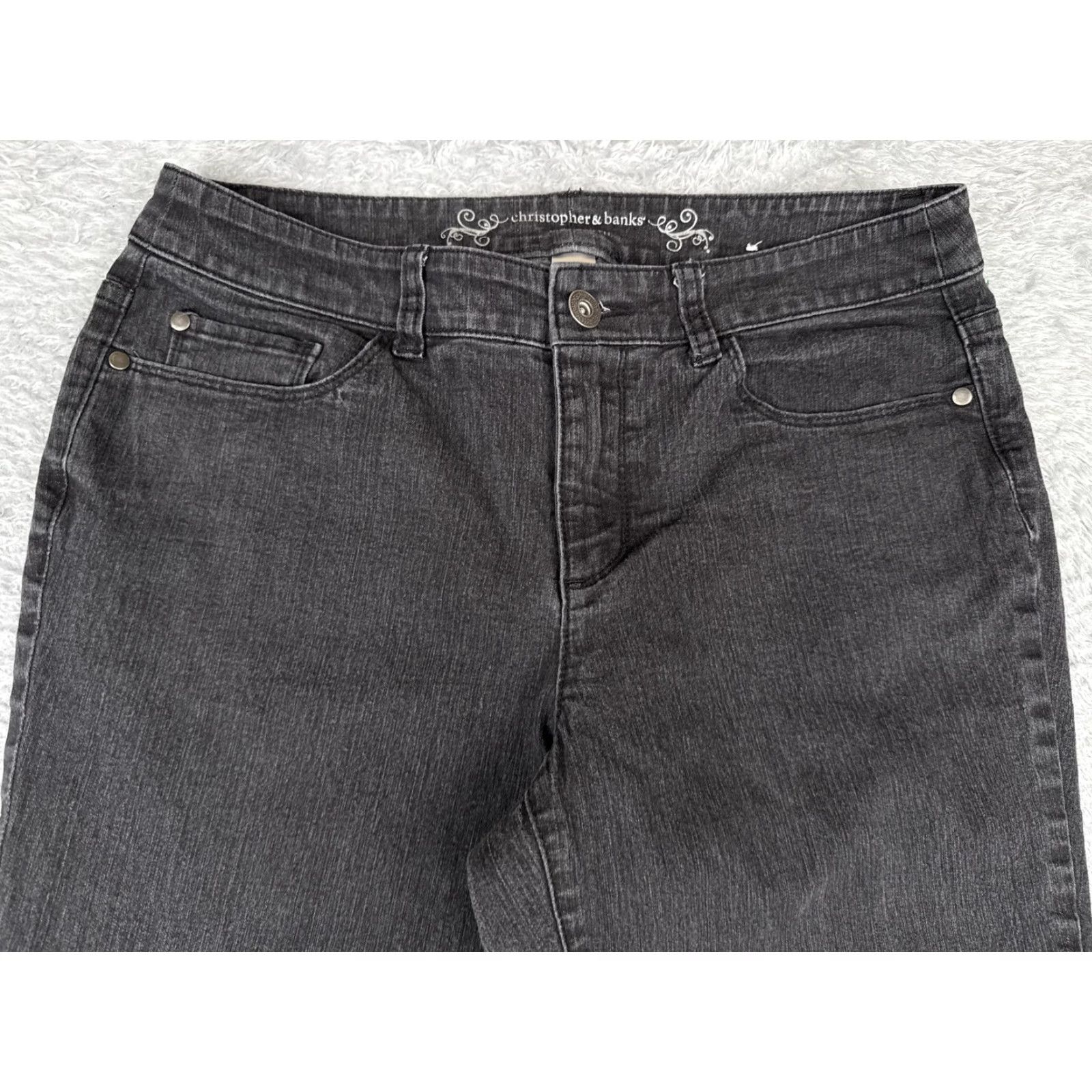 Vintage Christopher & Banks Jeans Womens 6 Mid Rise Straight Charcoal Wash Denim 30x30 Size 28" / US 6 / IT 42 - 4 Thumbnail