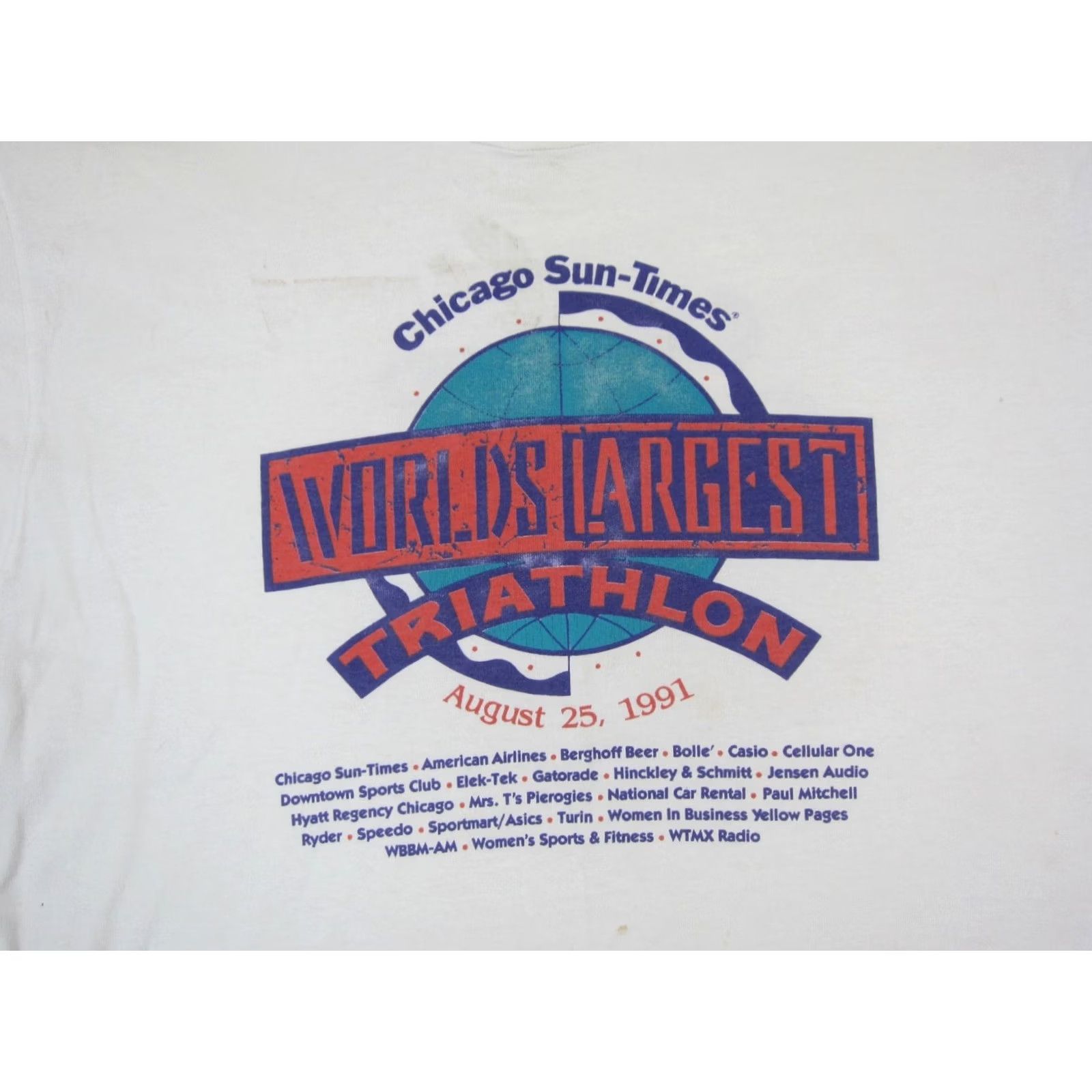 Fruit Of The Loom VINTAGE Fruit of the Loom Shirt Mens Extra Large White Worlds Largest Triathlon 90s Size US XL / EU 56 / 4 - 2 Thumbnail