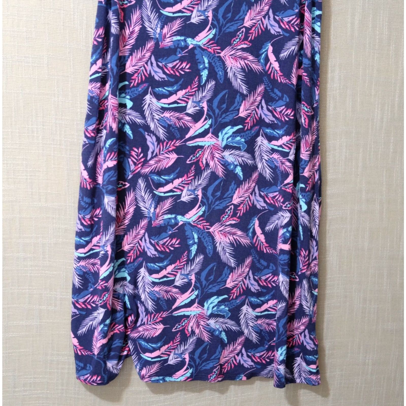 Jockey EUC Jockey Leaves Print Sleeveless Nightgown Chemise L Navy Women Gown Size ONE SIZE - 3 Thumbnail