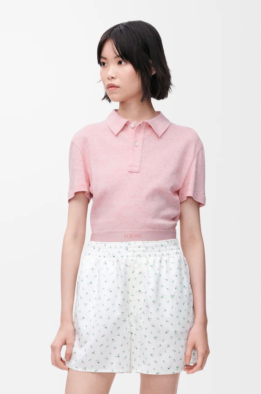 Loewe o1loc1c0525 Cropped Polo In Cotton And Wool in Pink Size L / US 10 / IT 46 - 3 Thumbnail