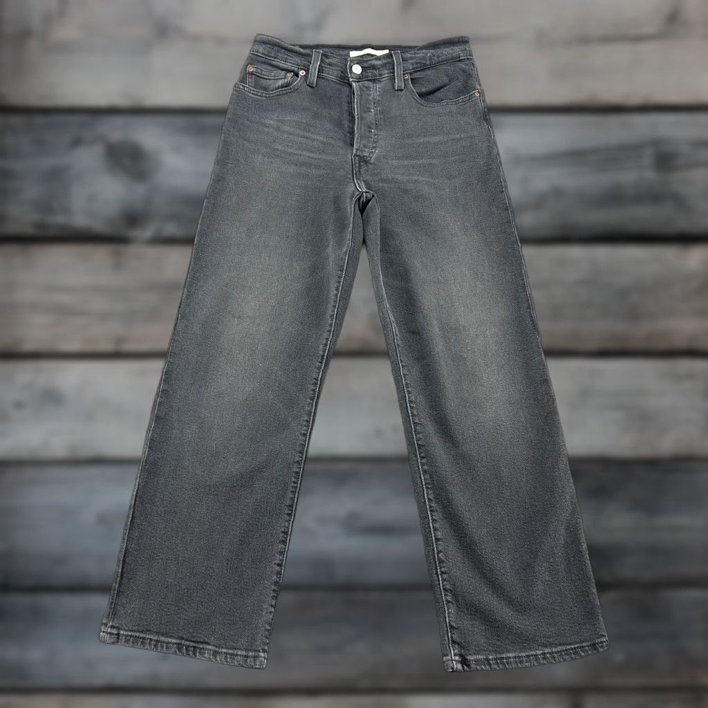 Levi's Levis 501 Jeans Womens Black Dark Wash Straight Regular 28x27 Button Fly Stretch Denim Size 28" / US 6 / IT 42 - 1 Thumbnail