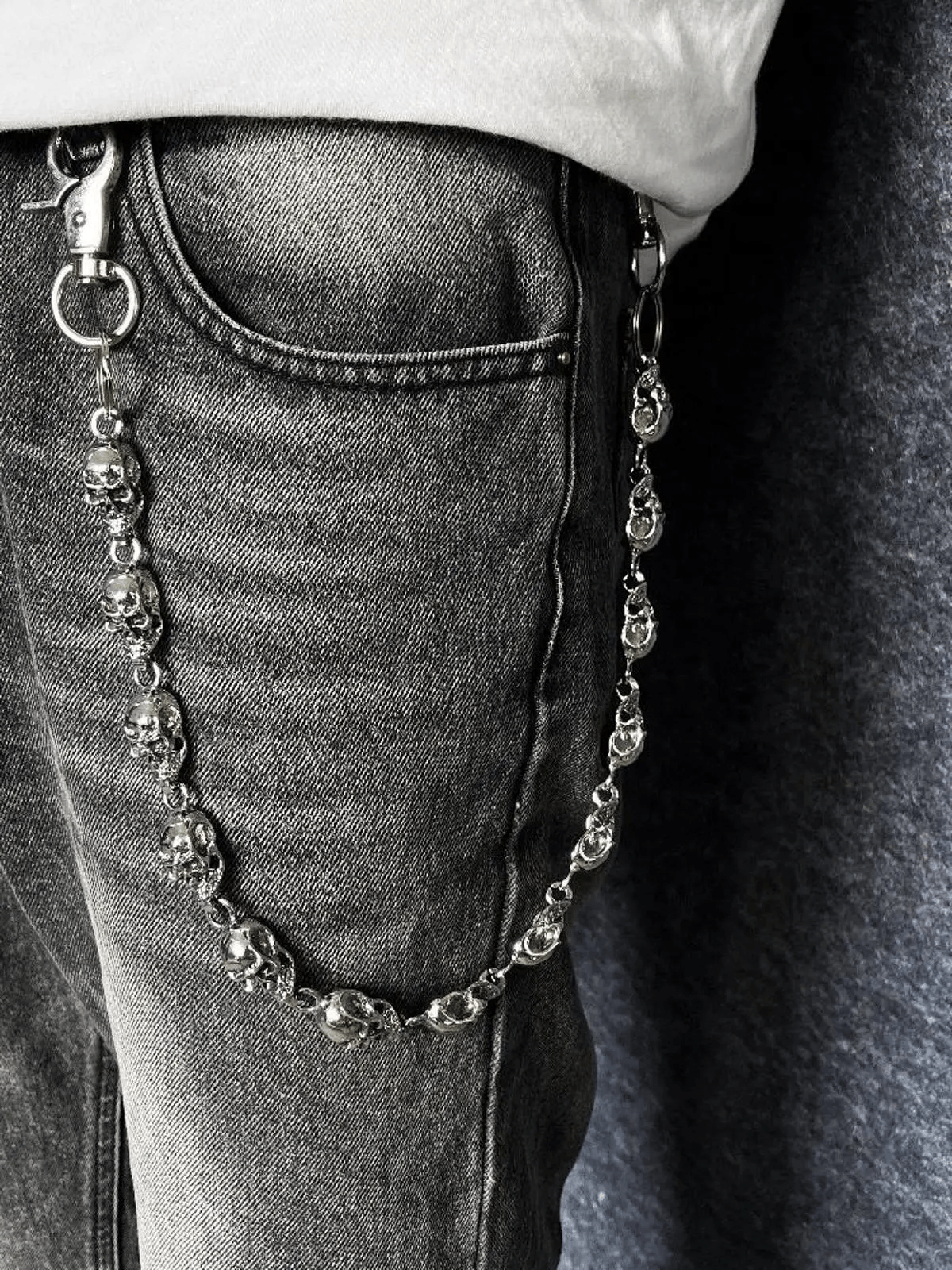 Jewelry Metal Big Skull Wallet Chain, Pants Chain Size ONE SIZE - 5 Thumbnail