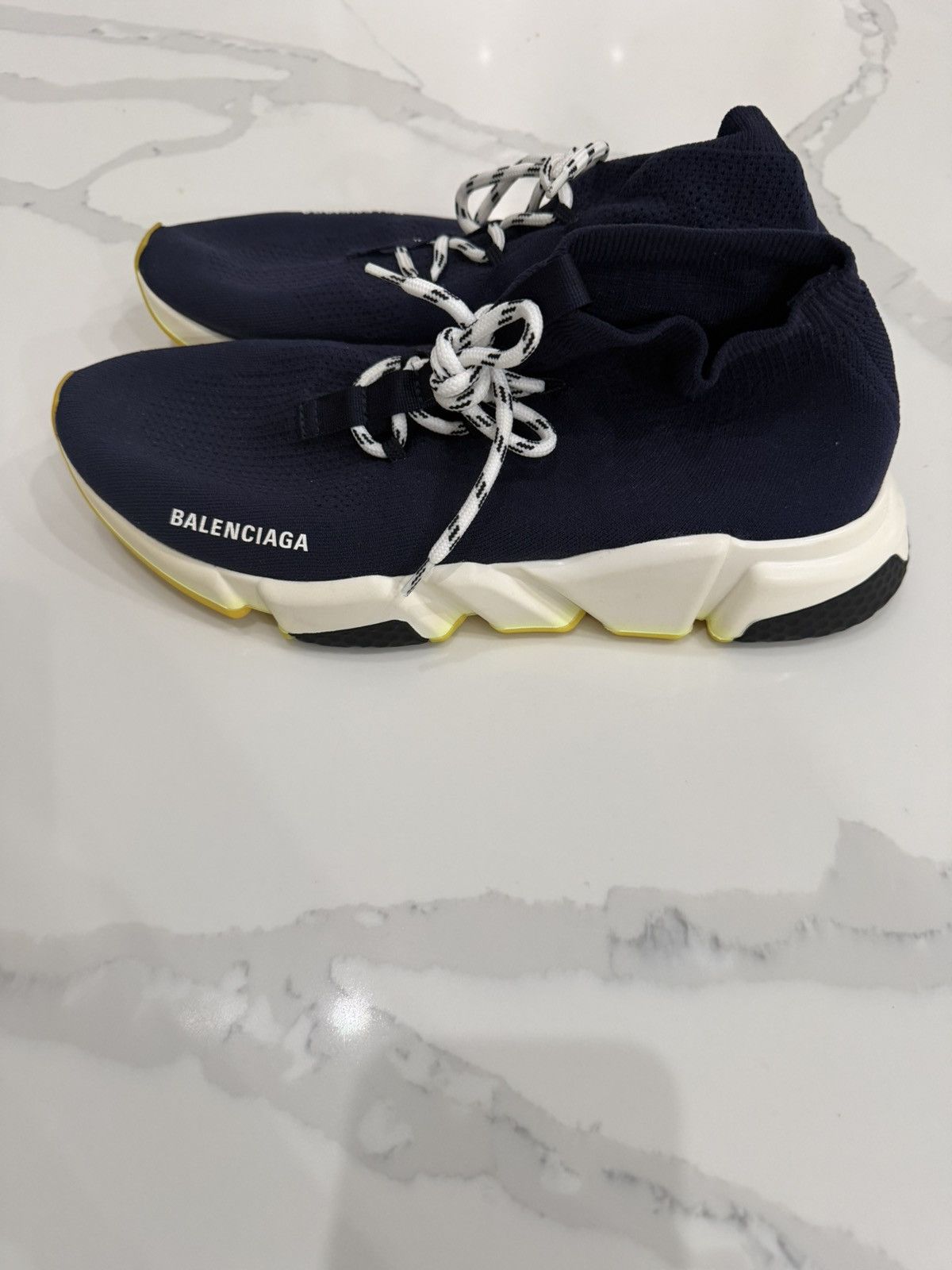 Balenciaga Balenciaga Navy Blue/Neon Green Sock Shoe Sneakers Size US 12 / EU 45 - 1 Thumbnail