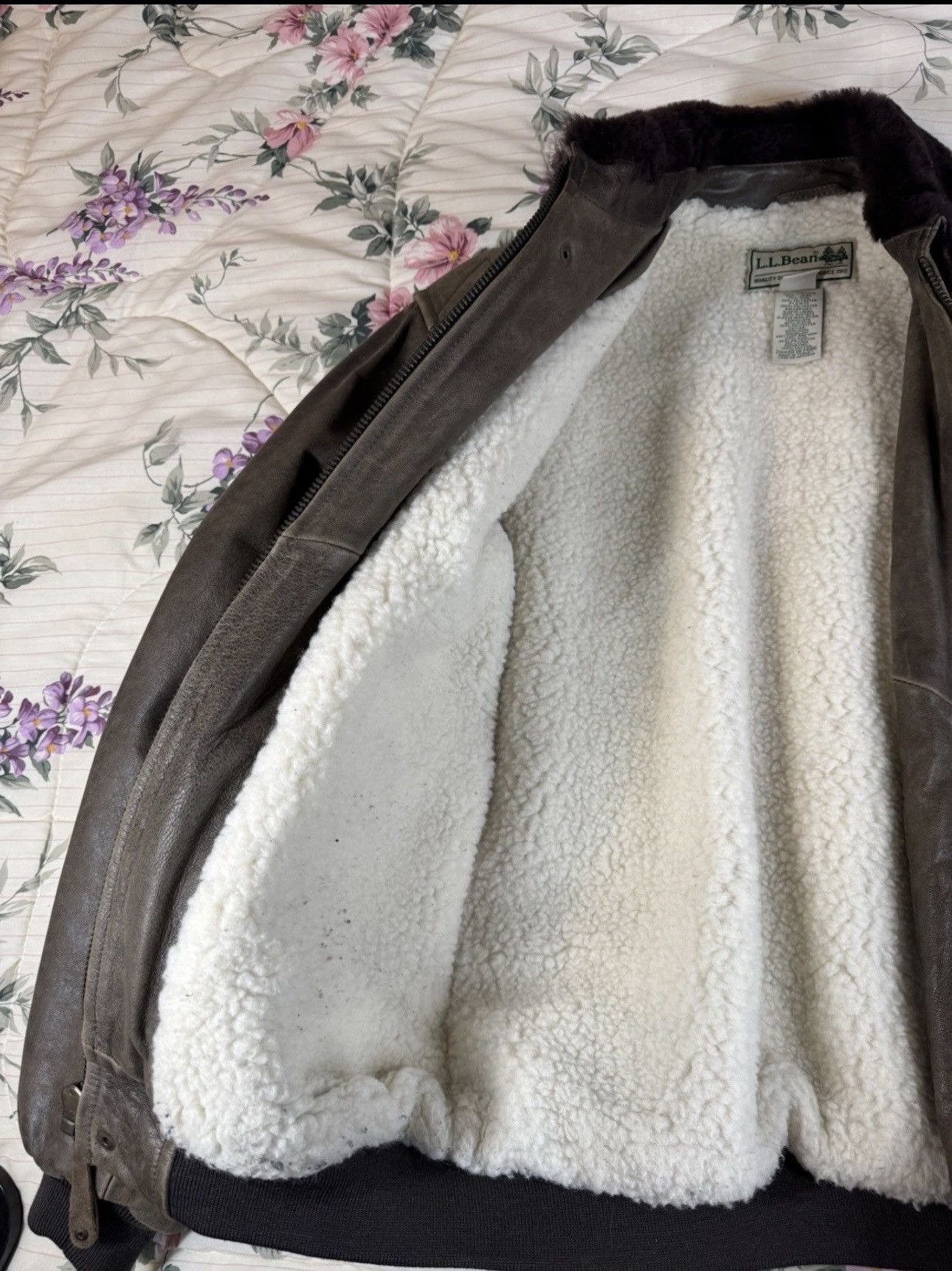 L.L. Bean L.L. Bean Brown Goatskin Leather Shearling Bomber Jacket S Size US S / EU 44-46 / 1 - 8 Thumbnail