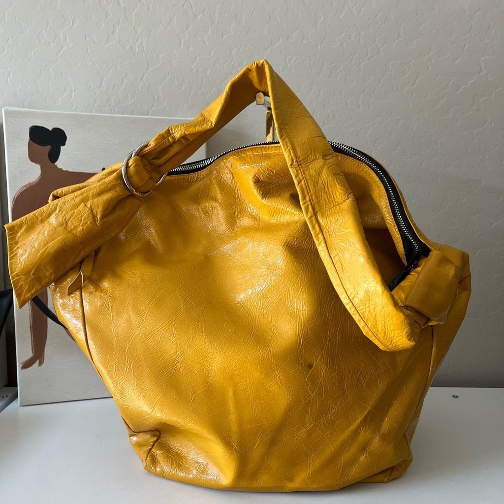 Isabel Marant Isabel Marant Saffron Yellow Eewa Glazed Lambskin Leather Ho Size ONE SIZE - 3 Thumbnail