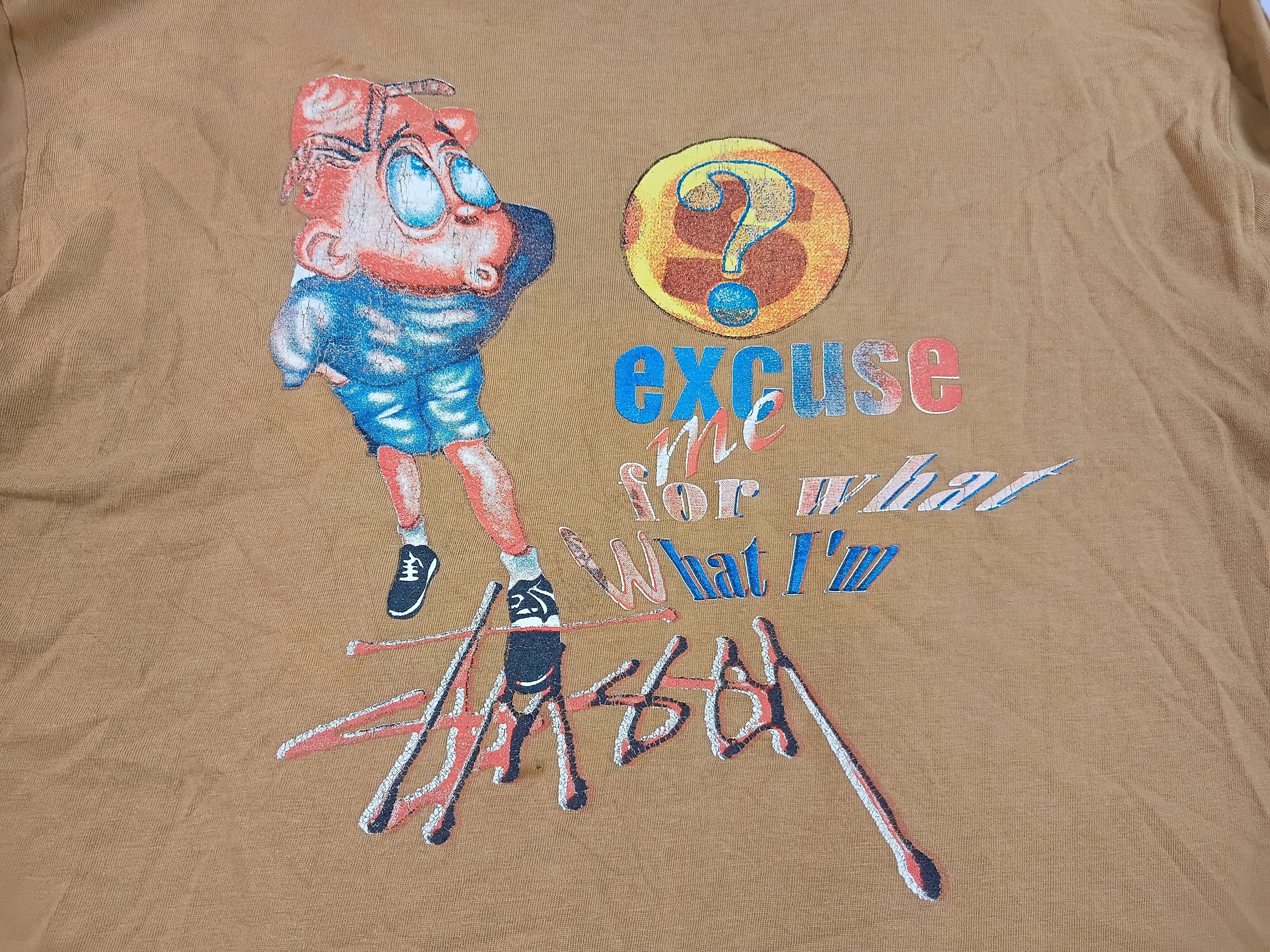 Stussy Vintage 90s Stussy 'excuse me for what I'm' T Shirt RARE! Size US XL / EU 56 / 4 - 3 Thumbnail