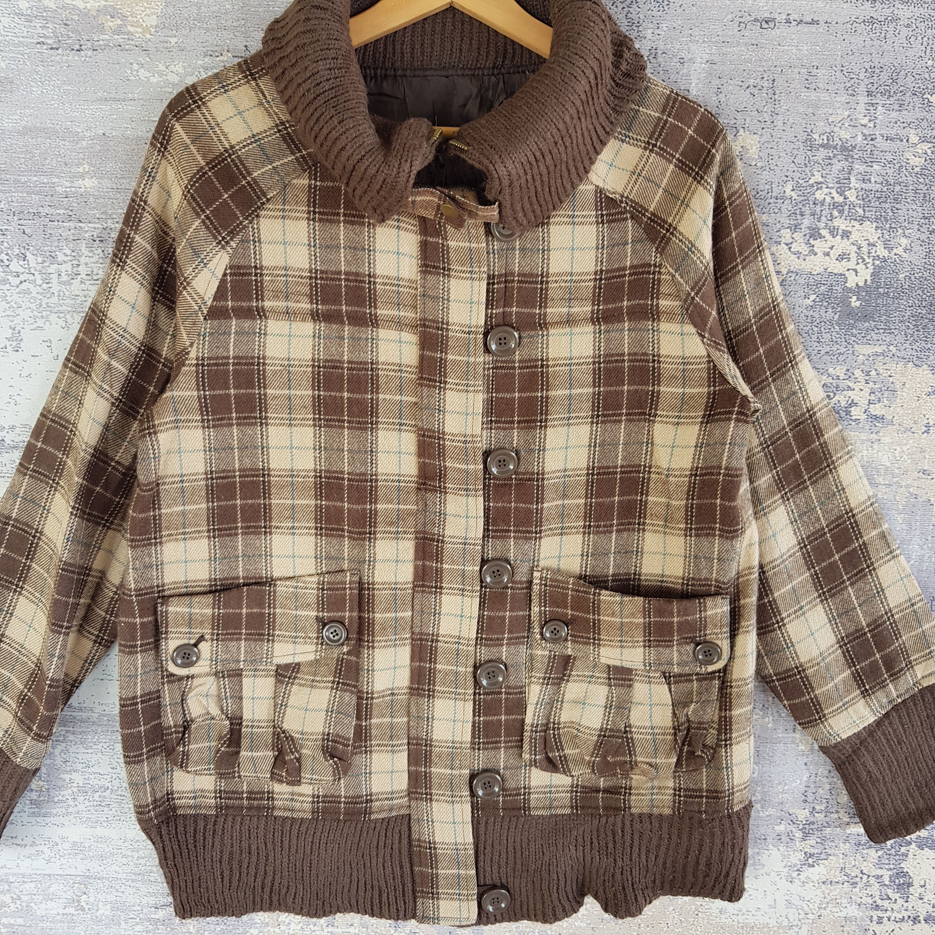 Japanese Brand × Vintage Vintage 90s Estacot Japanese Plaid Tartan Wool Jackets Size US S / EU 44-46 / 1 - 2 Thumbnail