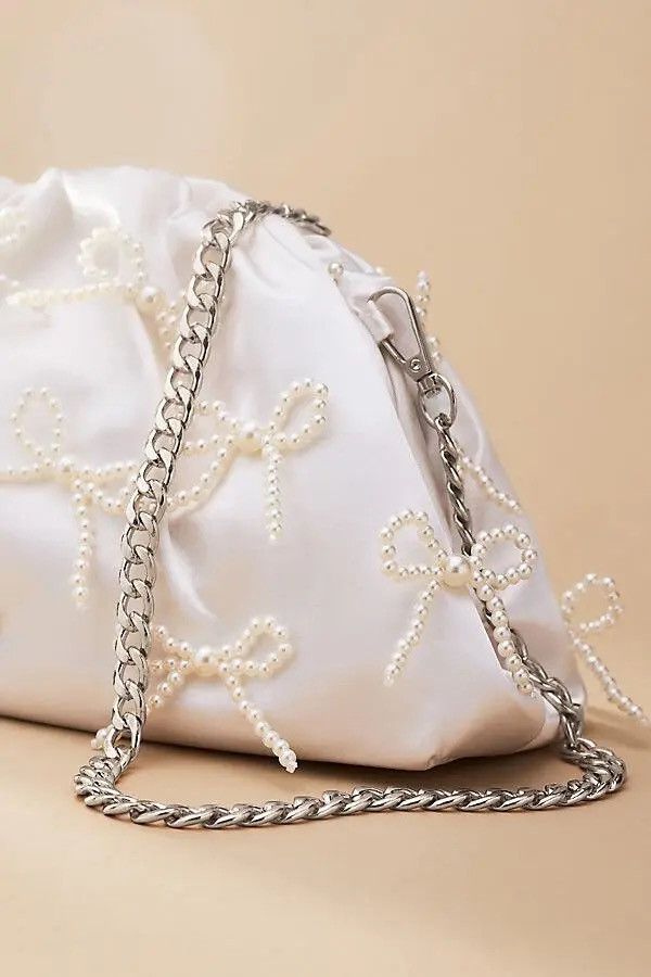 Other Sincerely Jules White Clutch With Pearl Bow Embelishments Size ONE SIZE - 2 Thumbnail