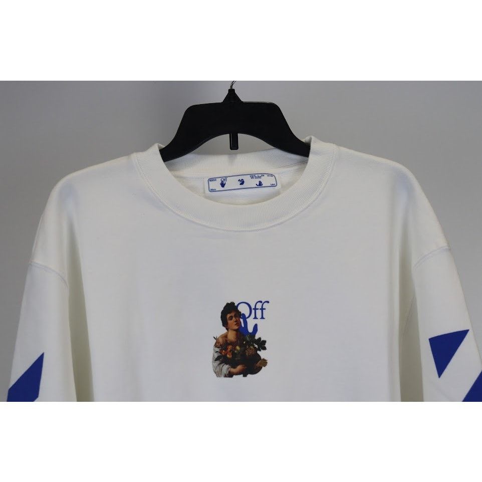 Off-White o1rshd1 Caravag Boy Marker Slim Crewneck in White/Light Blue Size US XL / EU 56 / 4 - 9 Thumbnail