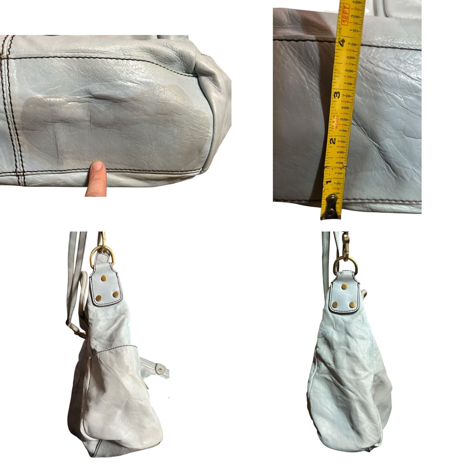 Vintage VINTAGE Hobo Sheila Large SatchelCrossbody Blue Leather Bag Purse W/Wallet Women's Read Size ONE SIZE - 8 Thumbnail