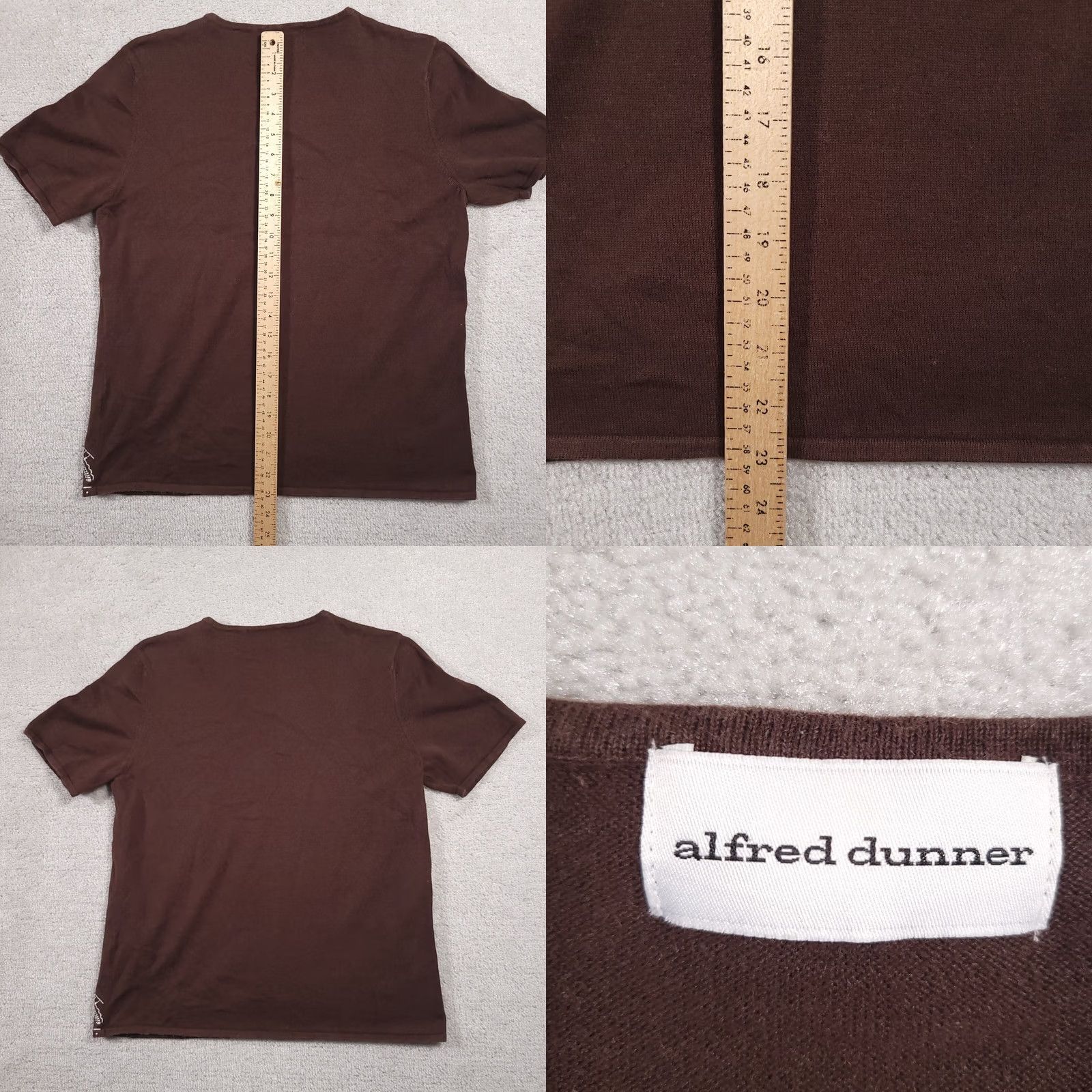 Vintage Alfred Dunner Shirt Women's Small Brown Stretch Short Sleeve Knit Embroidered Size S / US 4 / IT 40 - 8 Thumbnail