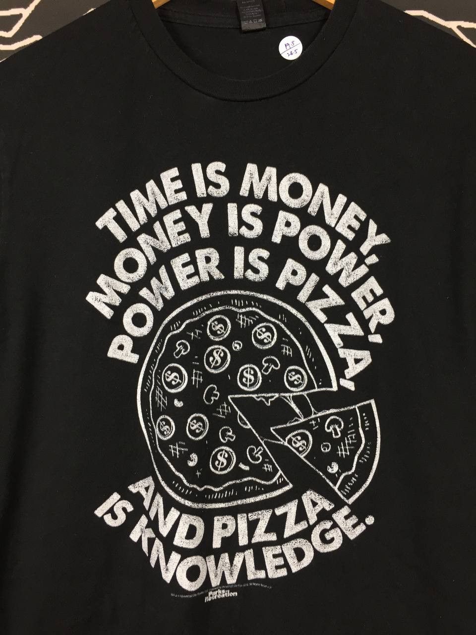 Vintage Parks & Recreation Power Is Pizza Wording Humor Graphic Tee Size US M / EU 48-50 / 2 - 3 Thumbnail