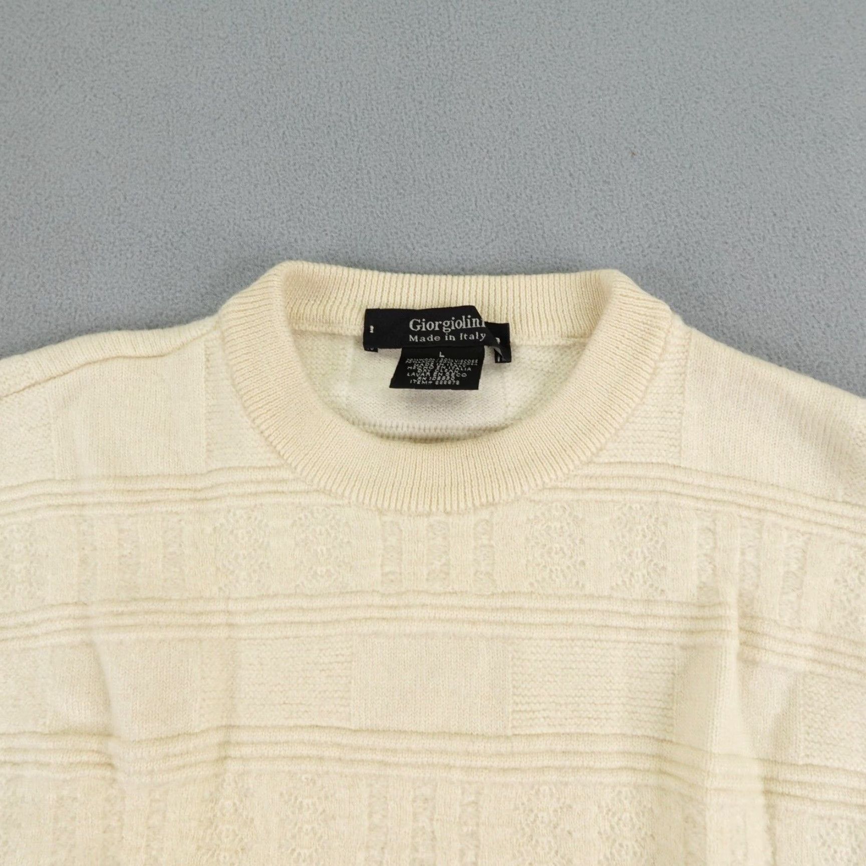 Vintage Giorgiolini Sweater Womens Large White Cable Knit Pullover Regular Fit Wool Blend Outdoor Size L / US 10 / IT 46 - 2 Thumbnail