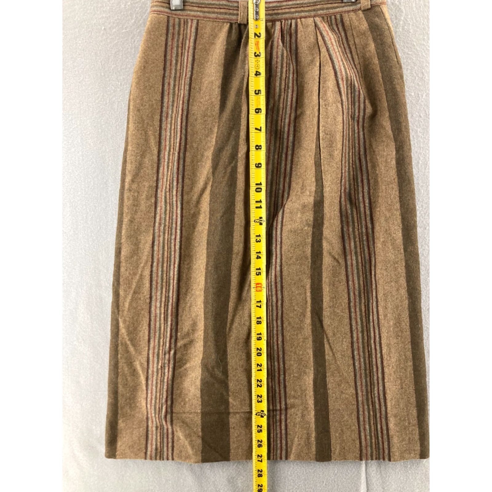 Vintage VINTAGE John Meyer Skirt Womens 8 Striped Wool Blend Midi Wool Polyester Brown Striped 90s Style Pleated Midi Womens 8 Grey Brown Womens Size 30" / US 8 / IT 44 - 3 Thumbnail