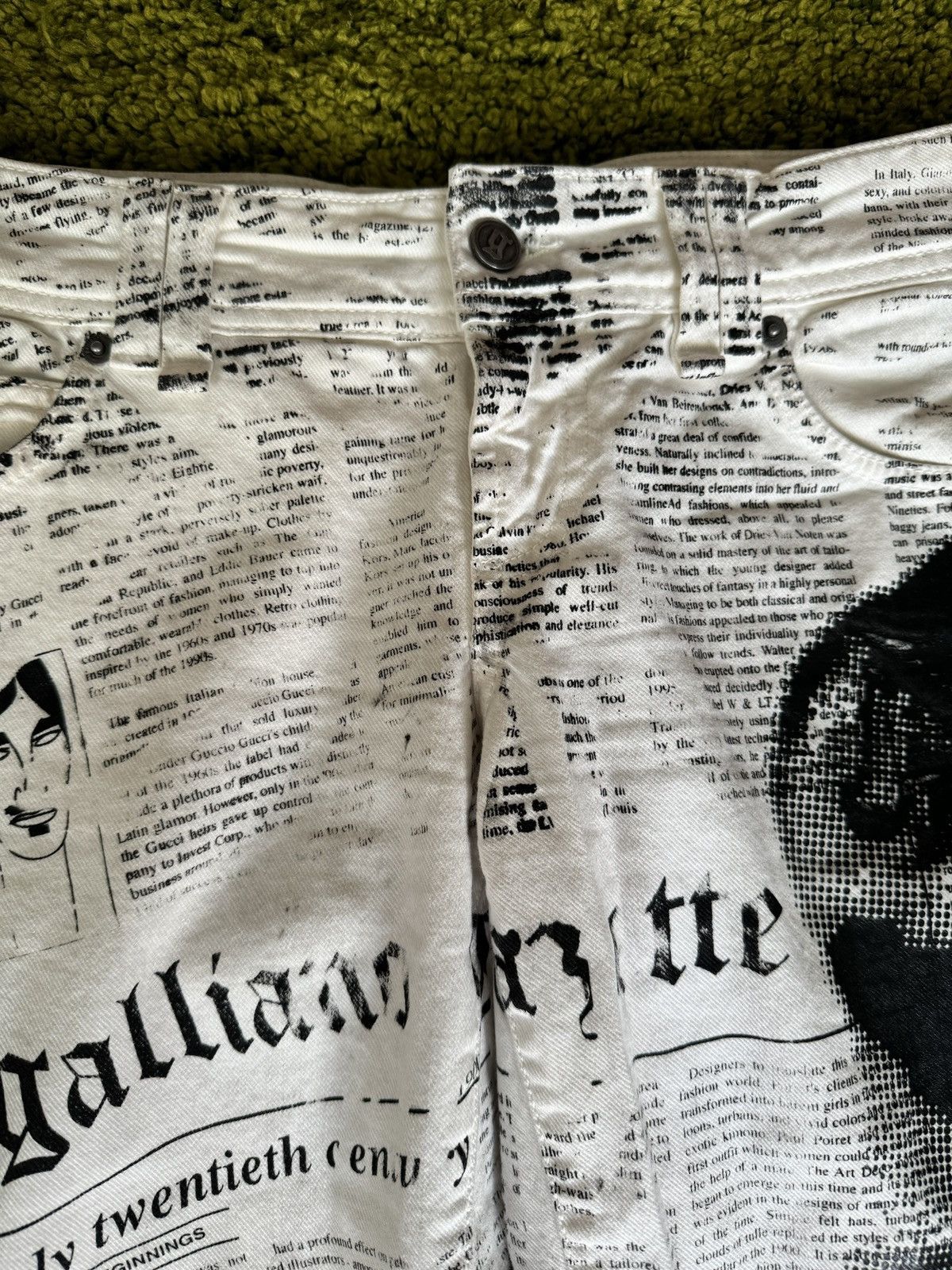 John Galliano Galliano 2000s archive newspaper gazette jeans denim Y2K vtg Size 26" / US 2 / IT 38 - 9 Thumbnail