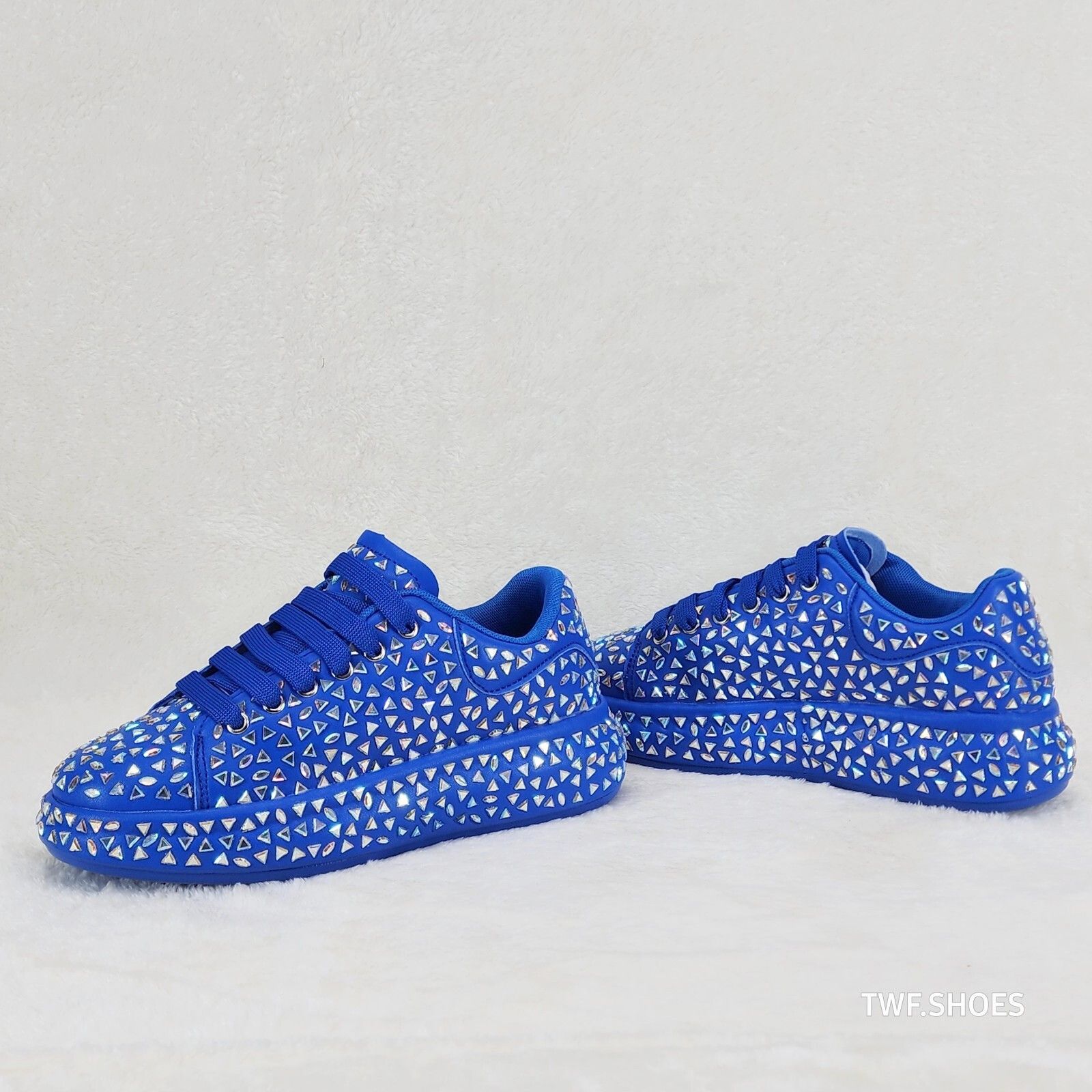 Other Geo Dazzle Cush Iridescent Stone Blue Platform Sneakers Tenn Size US 7 / IT 37 - 4 Thumbnail