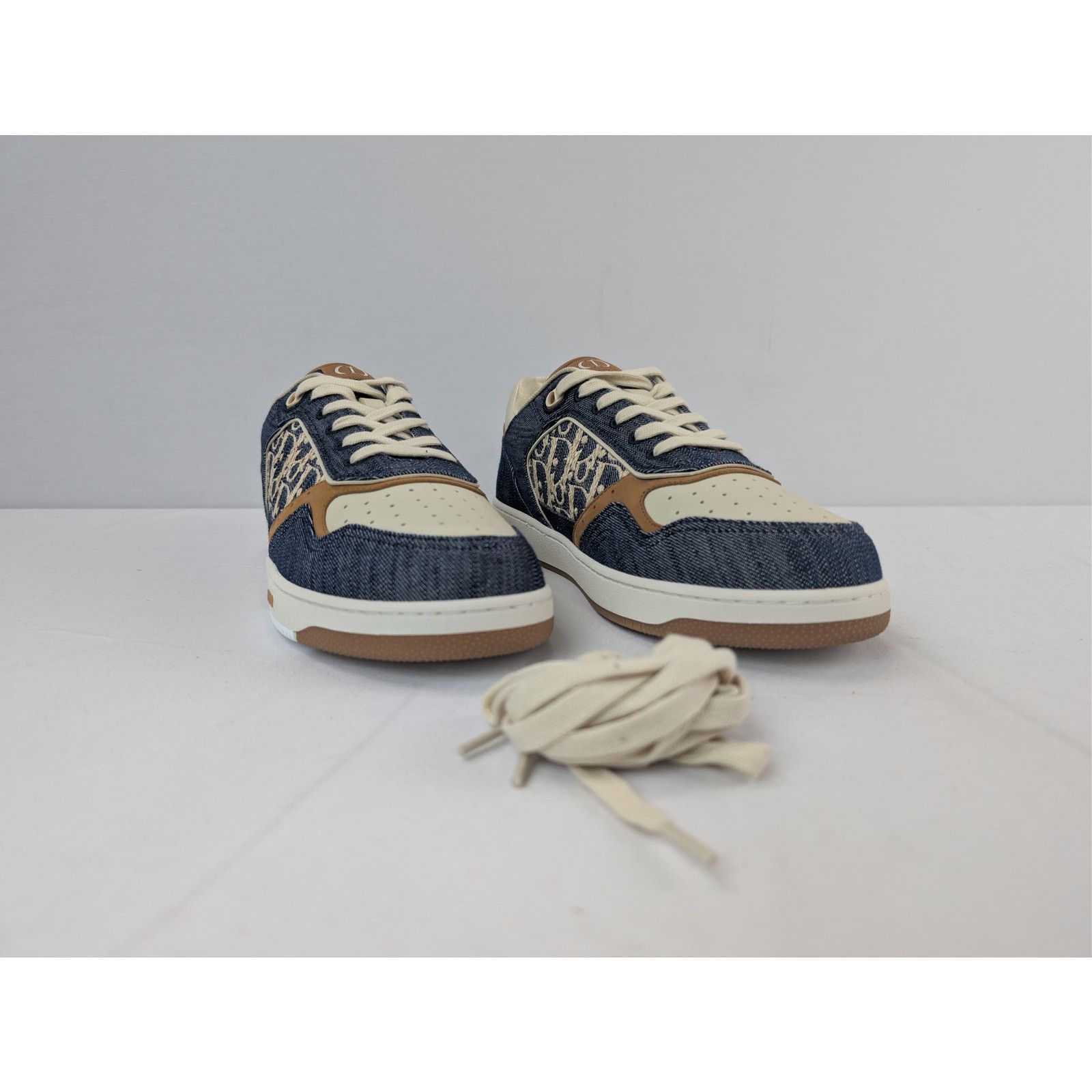 Dior o1rshd1 B27 Raffia Denim Uptown Low-Top Sneaker Blue/Brown Size US 13 / EU 46 - 6 Thumbnail