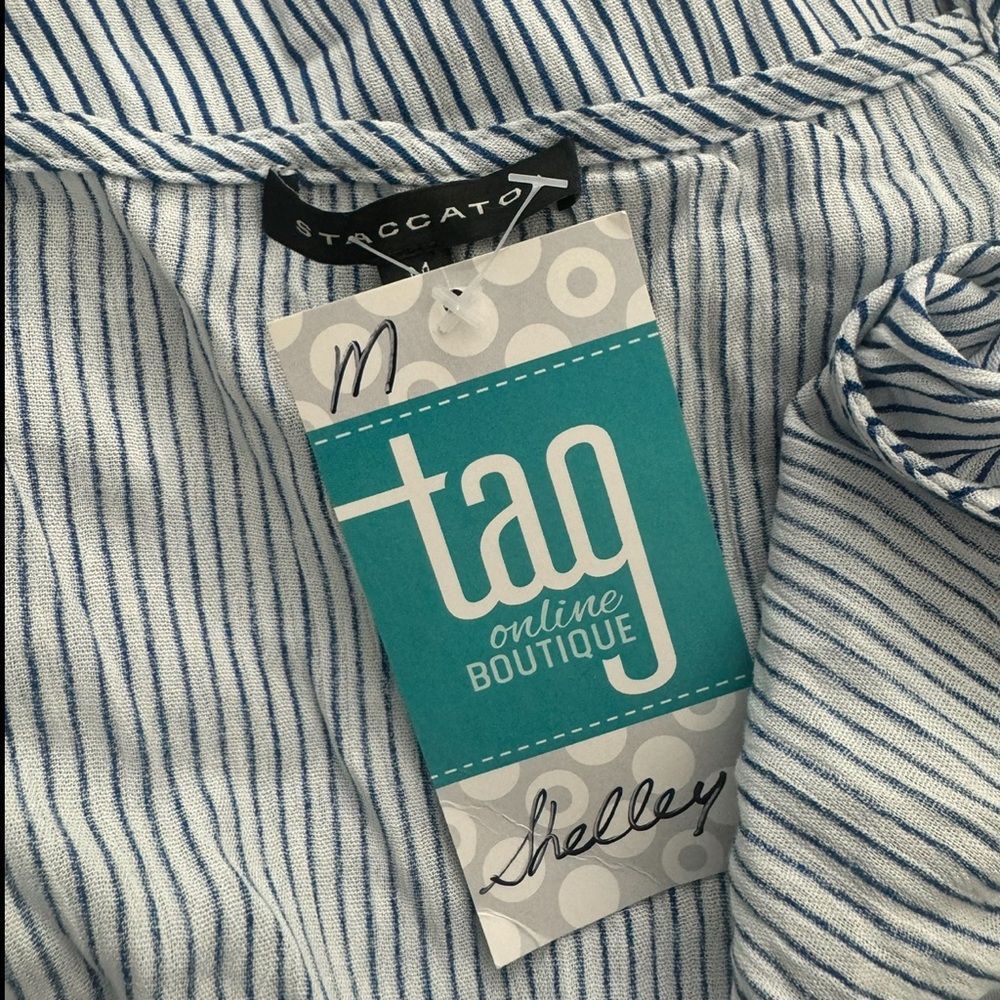 Other Staccato Blue White Striped Twist Front Tank Top Sz M Rayon Size M / US 6-8 / IT 42-44 - 5 Thumbnail