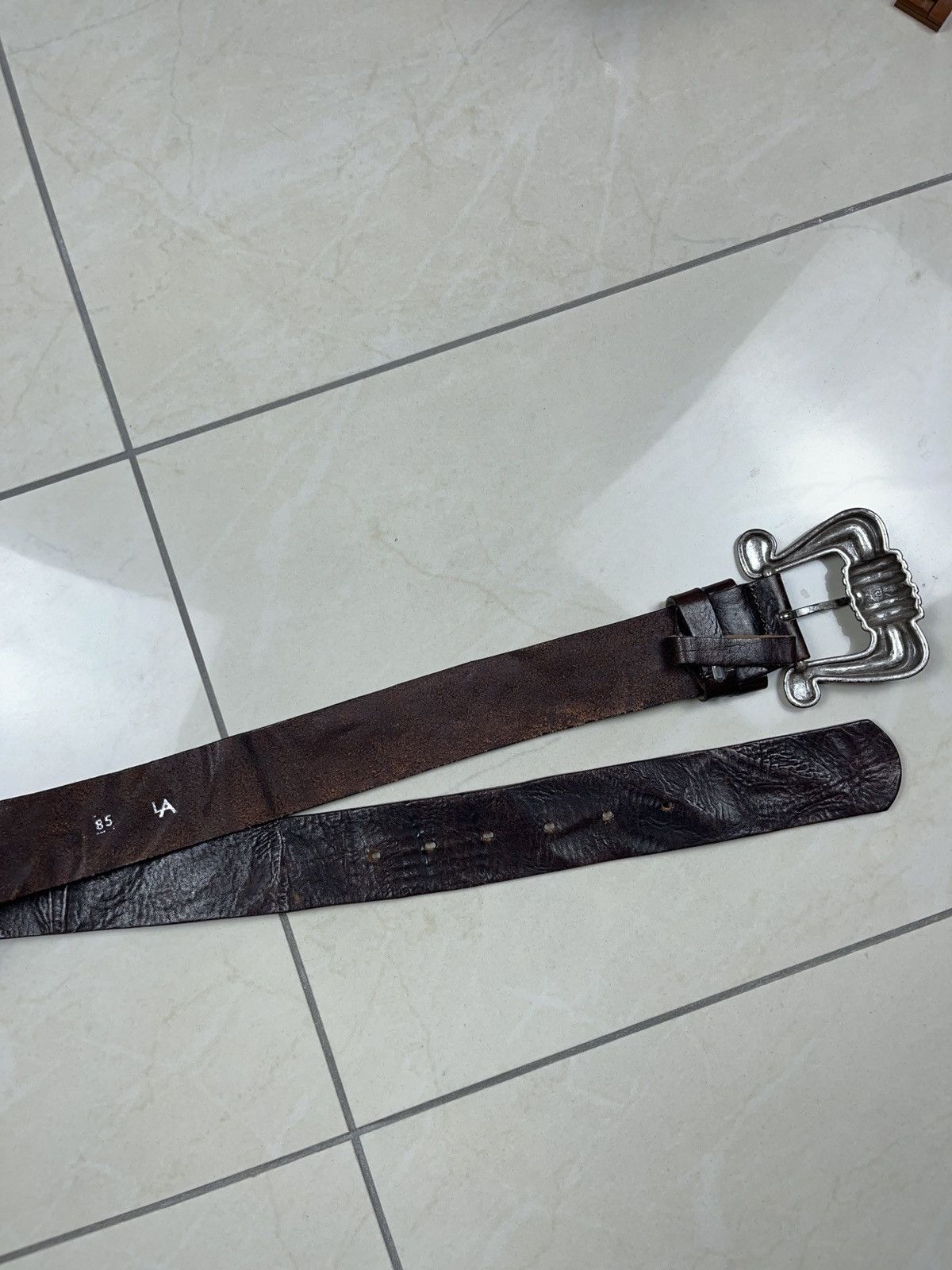 Genuine Leather × Vintage ➕ vintage genuine leather oversize buckle brown belt Size ONE SIZE - 4 Thumbnail