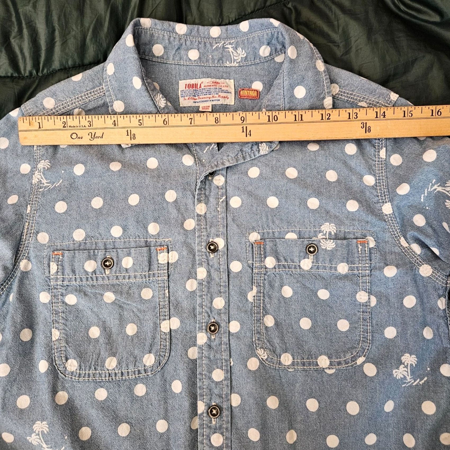 Vintage Tobila Shirt Women’s Polka Dot Chambray Button Front Long Sleeve XS Blue Regular Size XS / US 0-2 / IT 36-38 - 6 Thumbnail