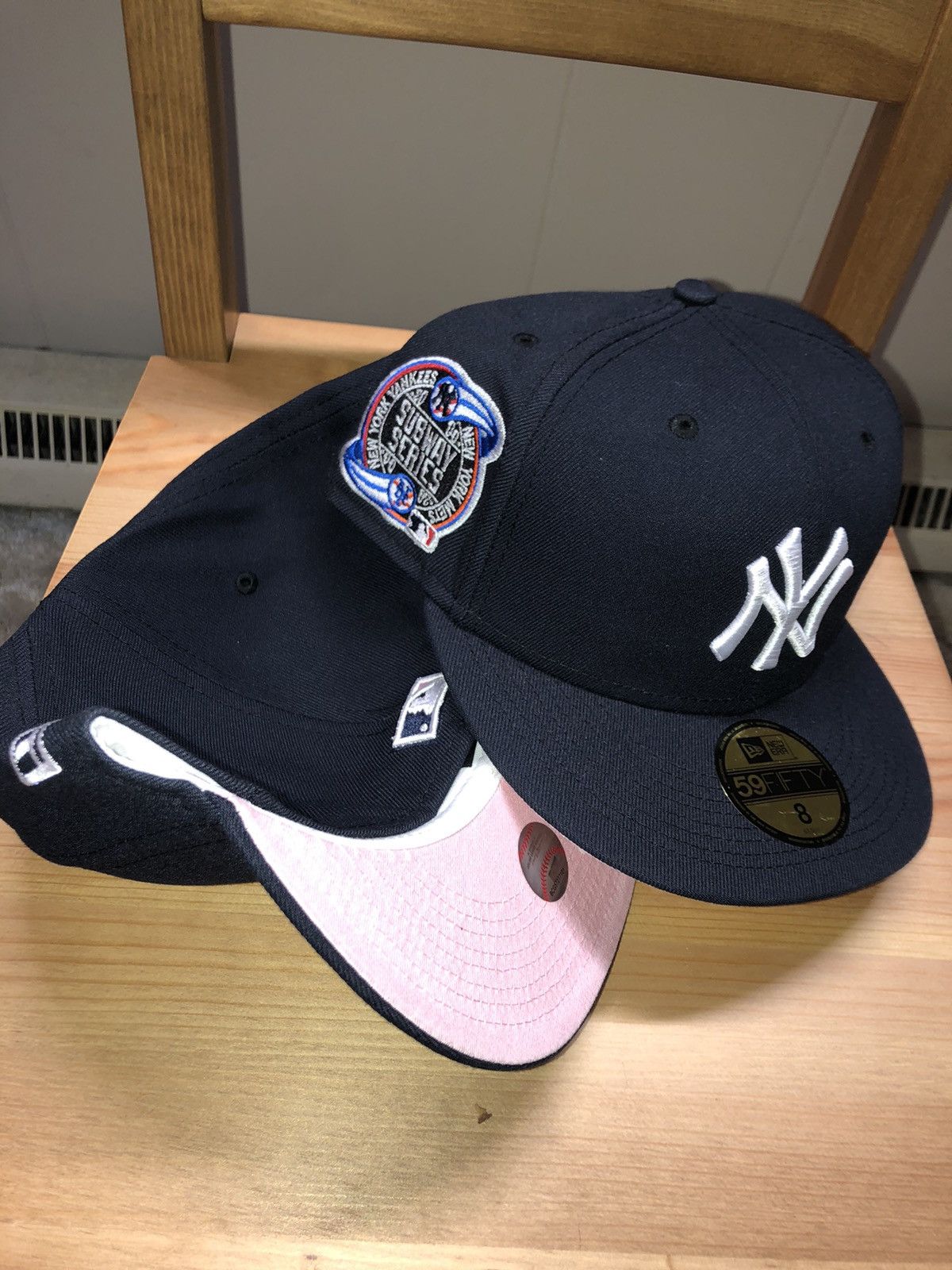 New Era NY Yankees Fitted Hat Subway Series Navy Blue Pink UV Size 8 Size ONE SIZE - 6 Thumbnail