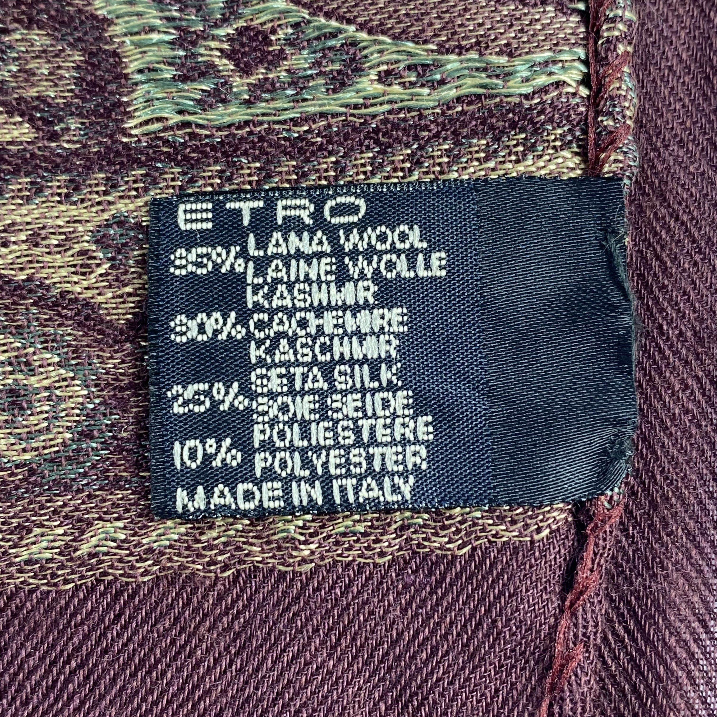 Etro Etro Burgundy Paisley Shawl - Wool Cashmere Silk Blend Size ONE SIZE - 9 Thumbnail