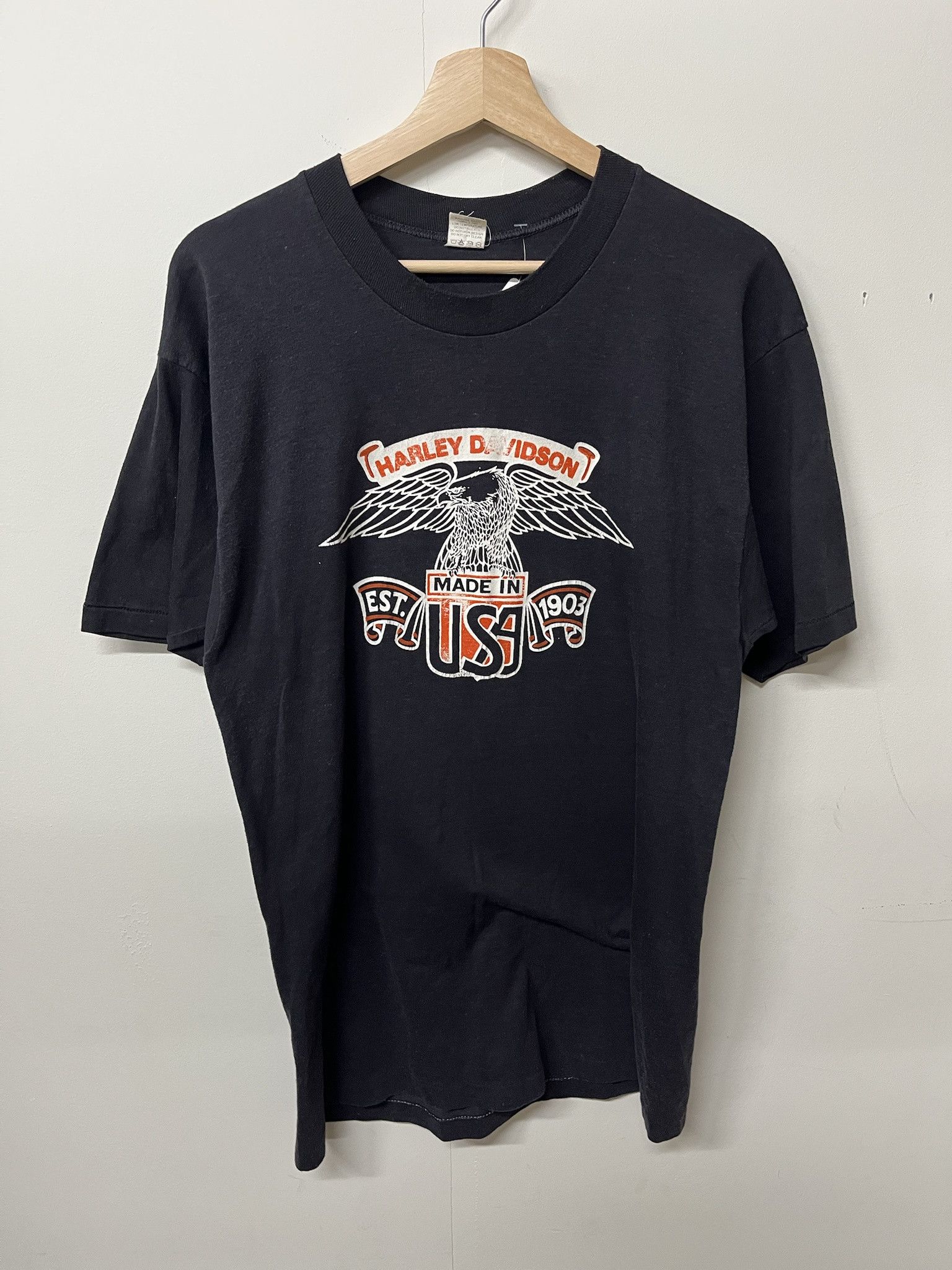 Harley Davidson × Vintage Vintage 1980s Harley Davidson Eagle Single Stitch Tee Shirt Size XL Size US XL / EU 56 / 4 - 1 Thumbnail